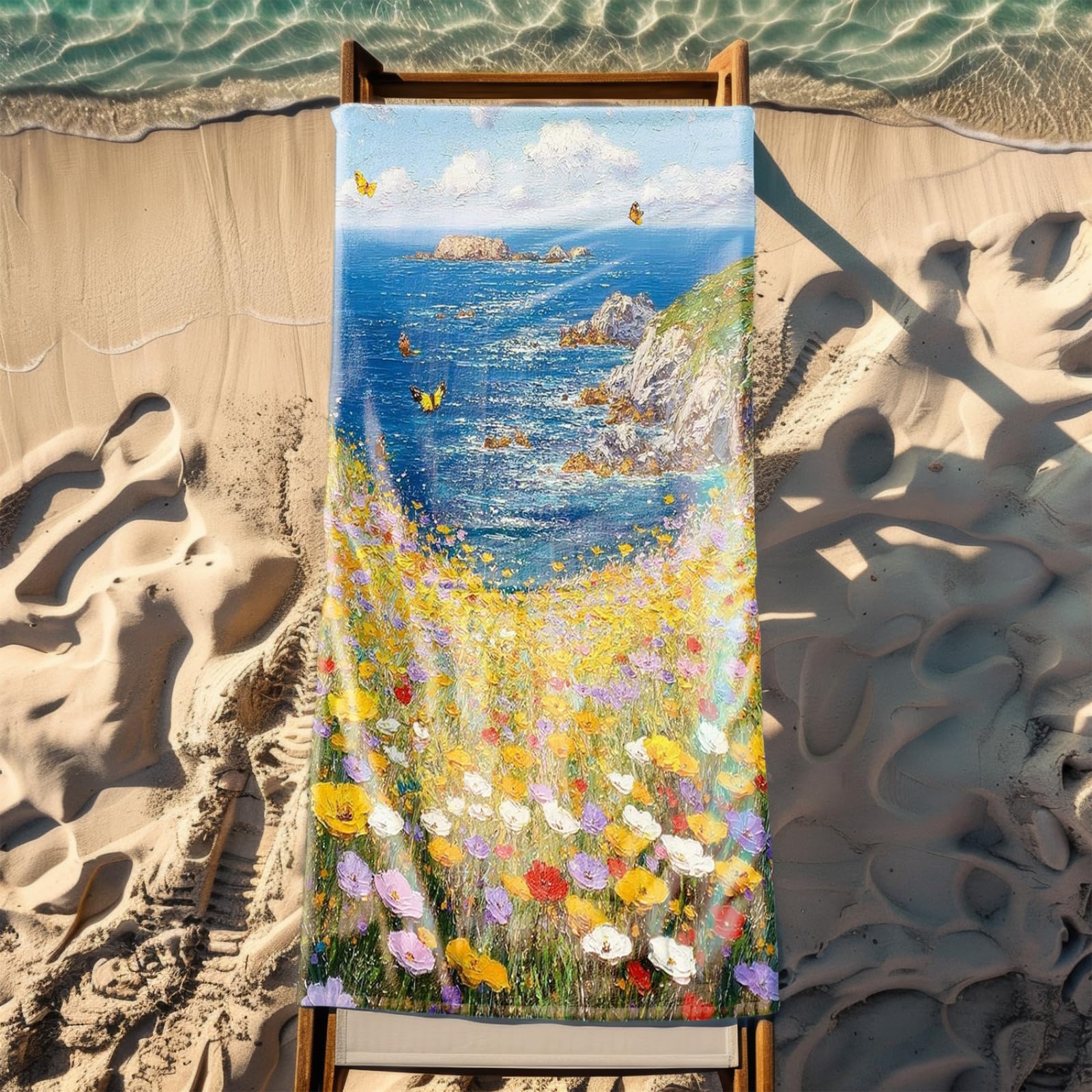 Telo Mare Microfibra 210x230 Isola Dell'Oceano Blu Telo Spiaggia Grande Antisabbia,XXL Asciugamano Mare, Asciugatura Rapida, Stuoia Spiaggia Leggero E Portatile