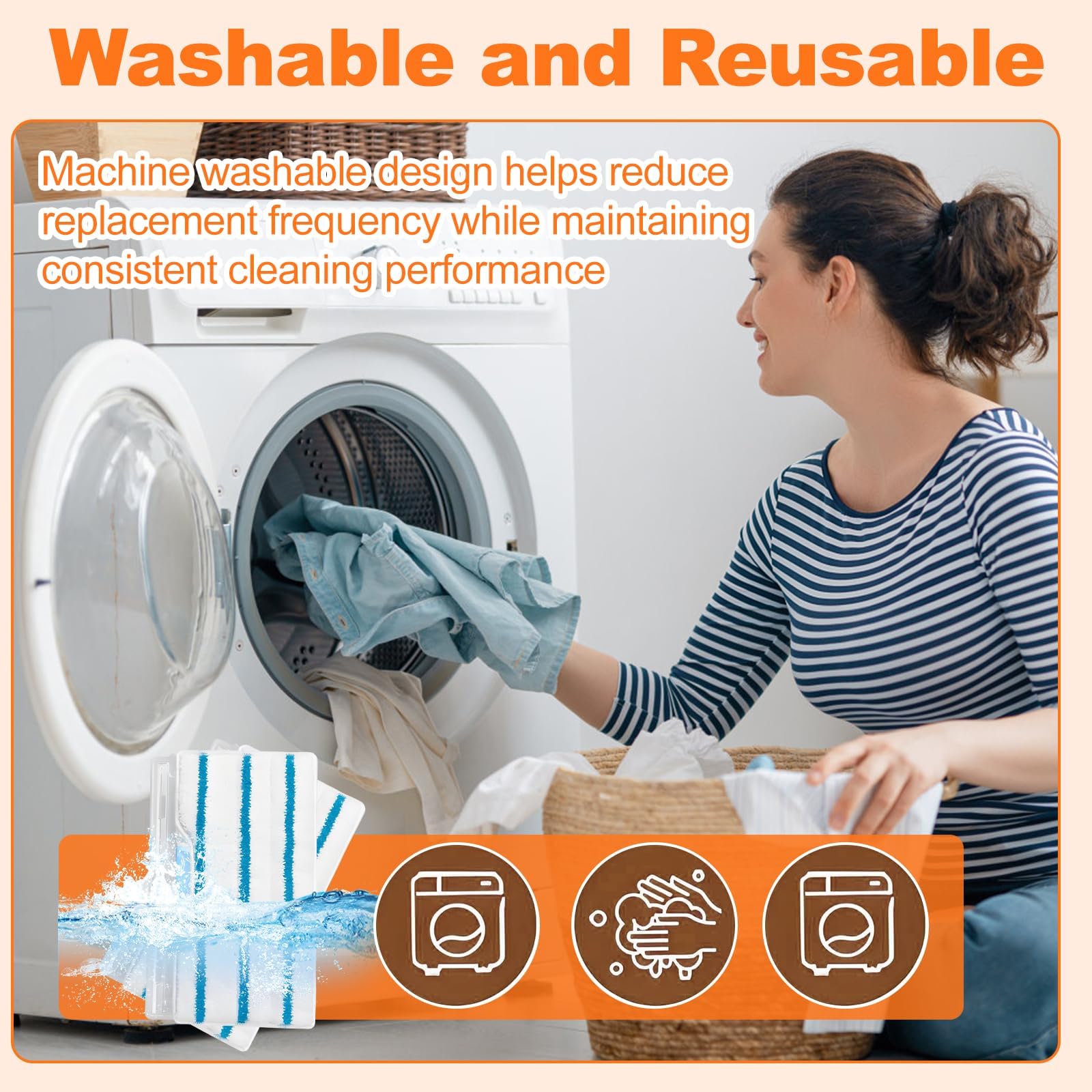 HARY Für Shark VacMop Pads wiederverwendbare Ersatzpads mit Schmutzkammer, Mikrofaser-Wischmopp-Nachfüllpackung, kompatibel mit Shark VM200, VM205, VM250, VM252 für Hartbodenreinigung (Blau und Weiß)