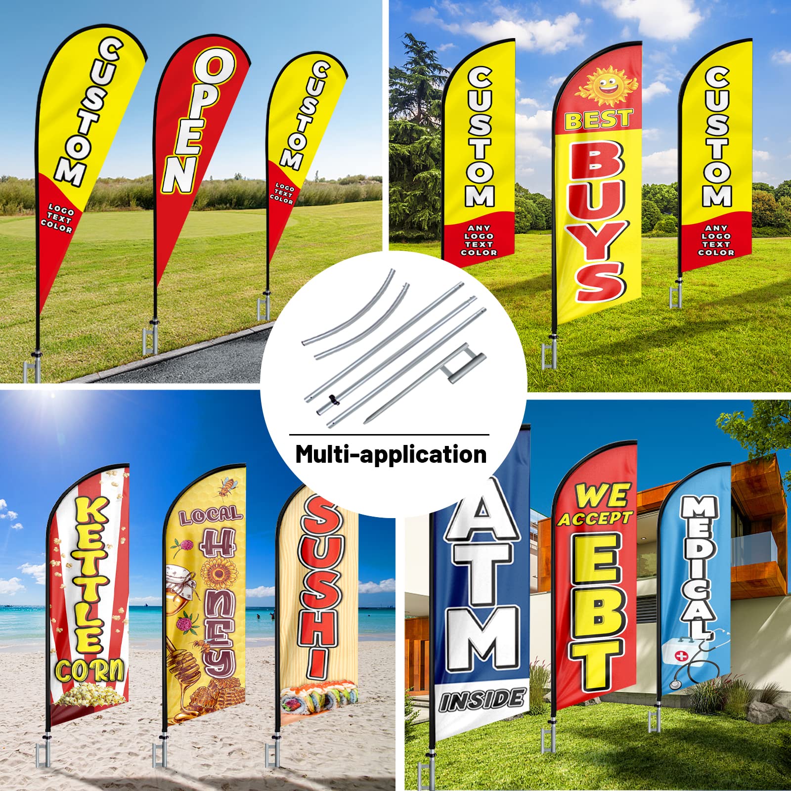 FSFLAG Swooper Flag Hardware, Feather Flag Pole Set and Ground Spike, Swooper Flag Pole Set for Advertising Feather Flag 14Ft (1 Pack)