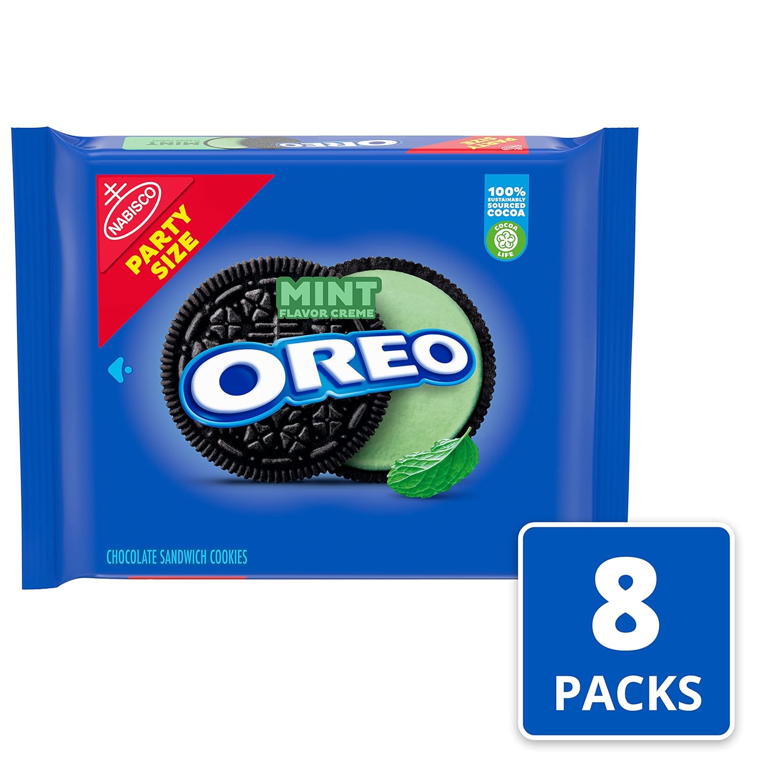 OREO Mint Creme Chocolate Sandwich Cookies, Party Size, 8 - 26.7 oz Packs