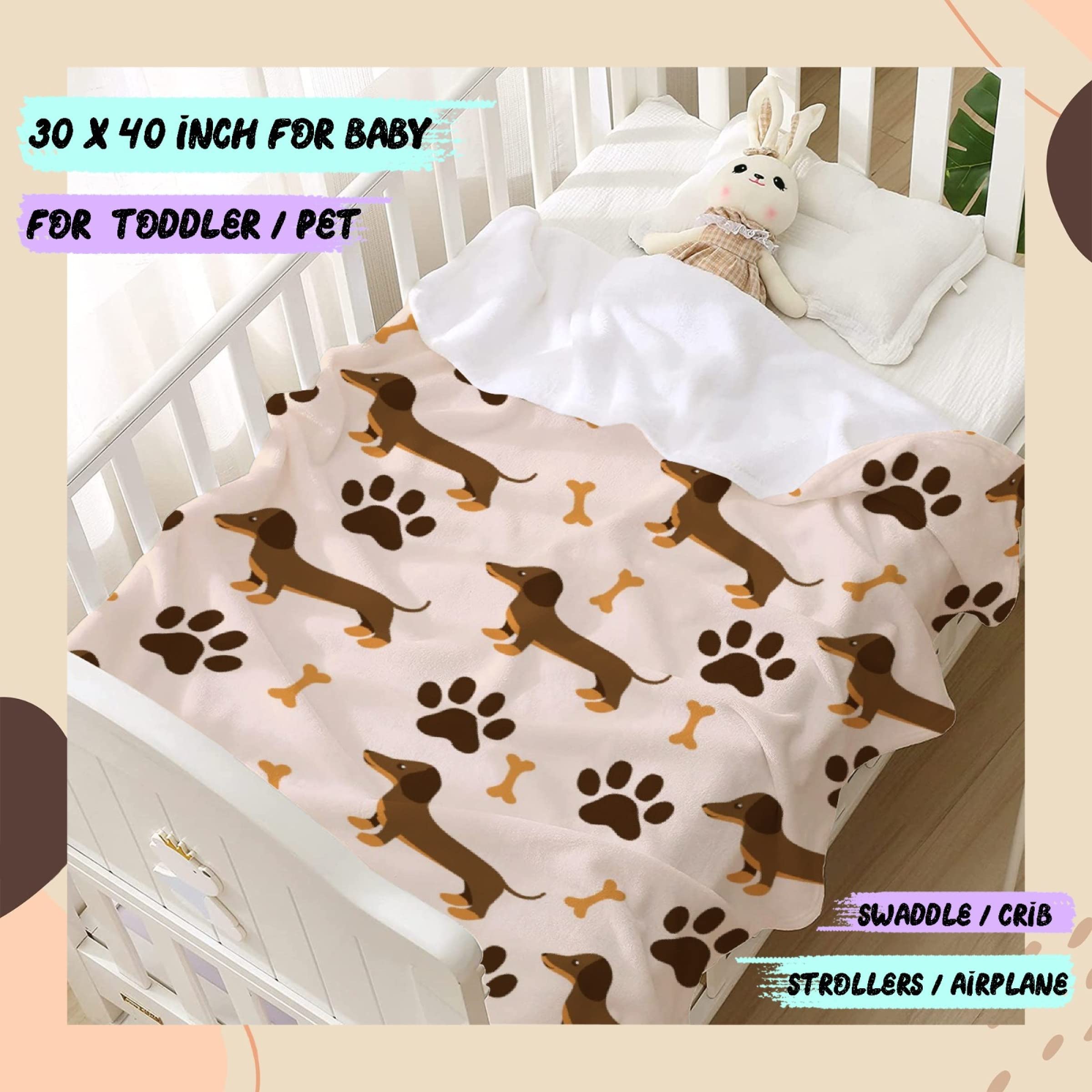 ARTBLANKET Dachshund Print Throw Blanket Fannel Fleece Super Soft Funny Blanket Travel Throw Blanket for Bed Couch Sofa 60 x 50 Inch for Teen