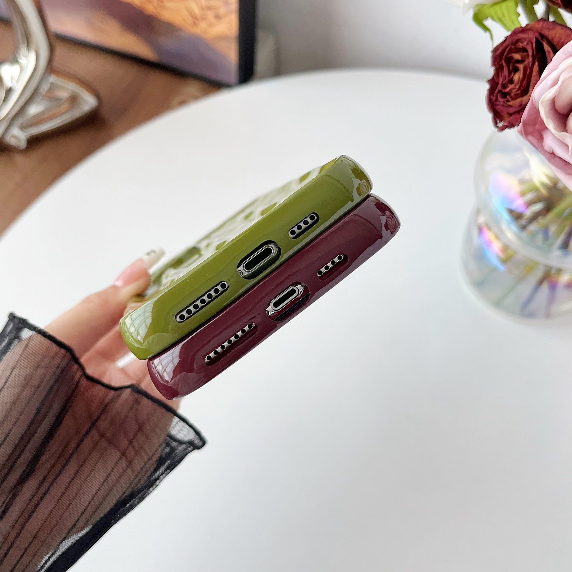 Amazon.co.jp: iPhone 11 Pro Max用ケース、ウォーターリップルパターン カーリーウェーブフレーム  ソフトフォンケース(ワインレッド) : 家電＆カメラ