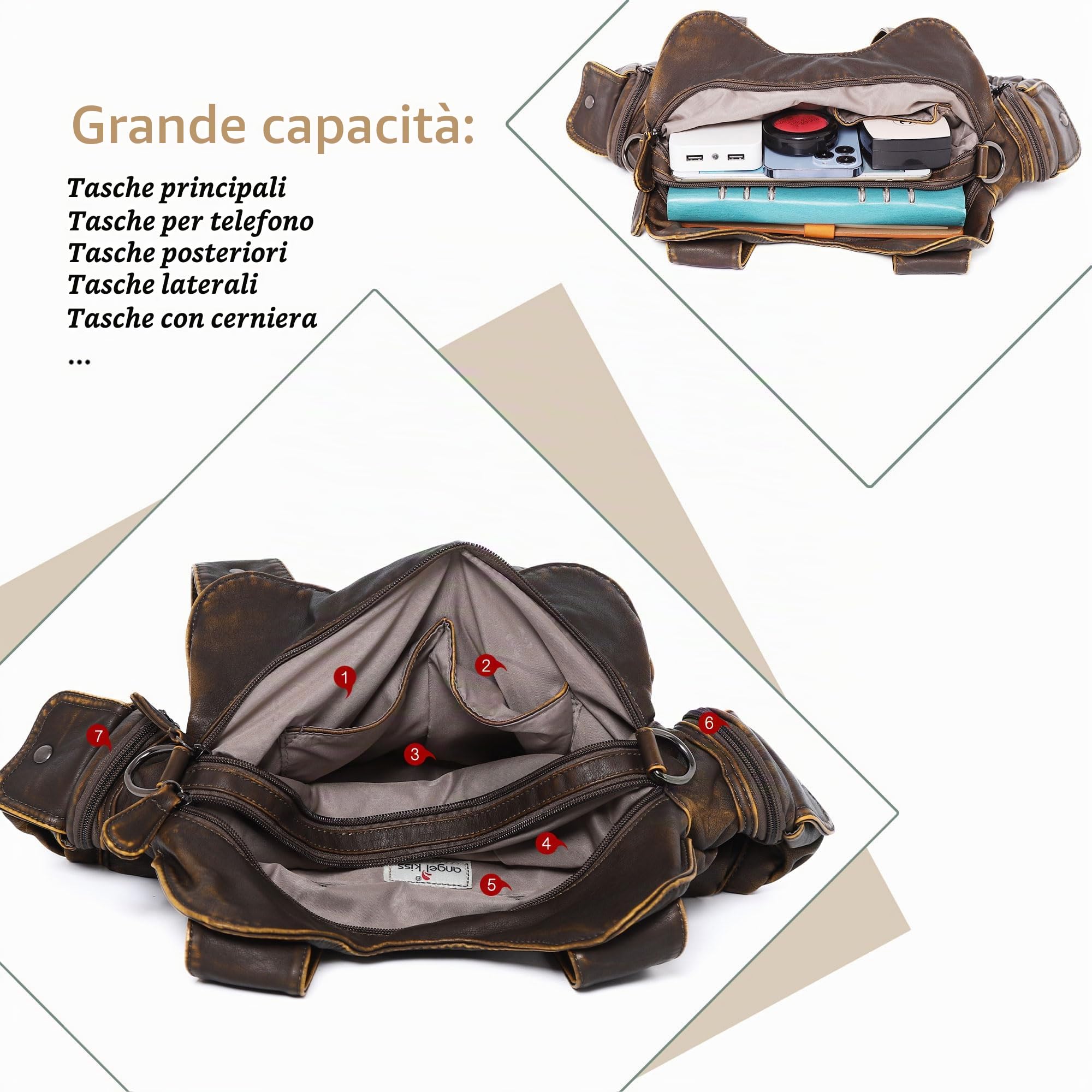angel kiss Borsa a tracolla da donna, borsa a tracolla da donna, con tracolla rimovibile