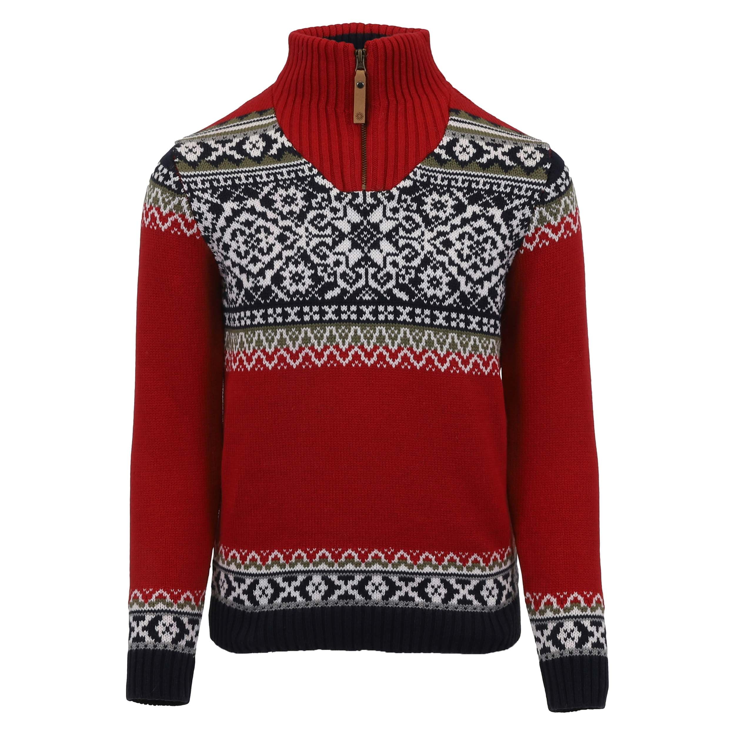 Icewear Red Oslo Kids' Jumper With Norwegian Patterns (, 9-10 Years)