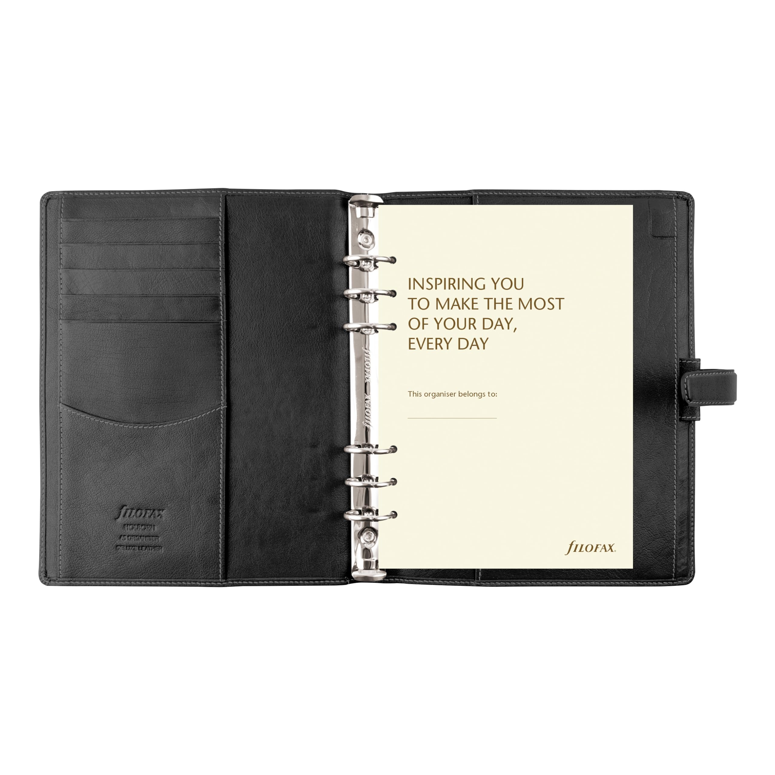 Filofax Holborn C025118 - Organizer formato A5, in pelle di bufalo pieno fiore, con 6 anelli, visualizzazione settimanale, in cotone e crema, multilingue