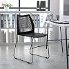 EMMA + OLIVER Home and Office Orange Sled Base Stack Chair with Air-Vent Back - Guest Chair