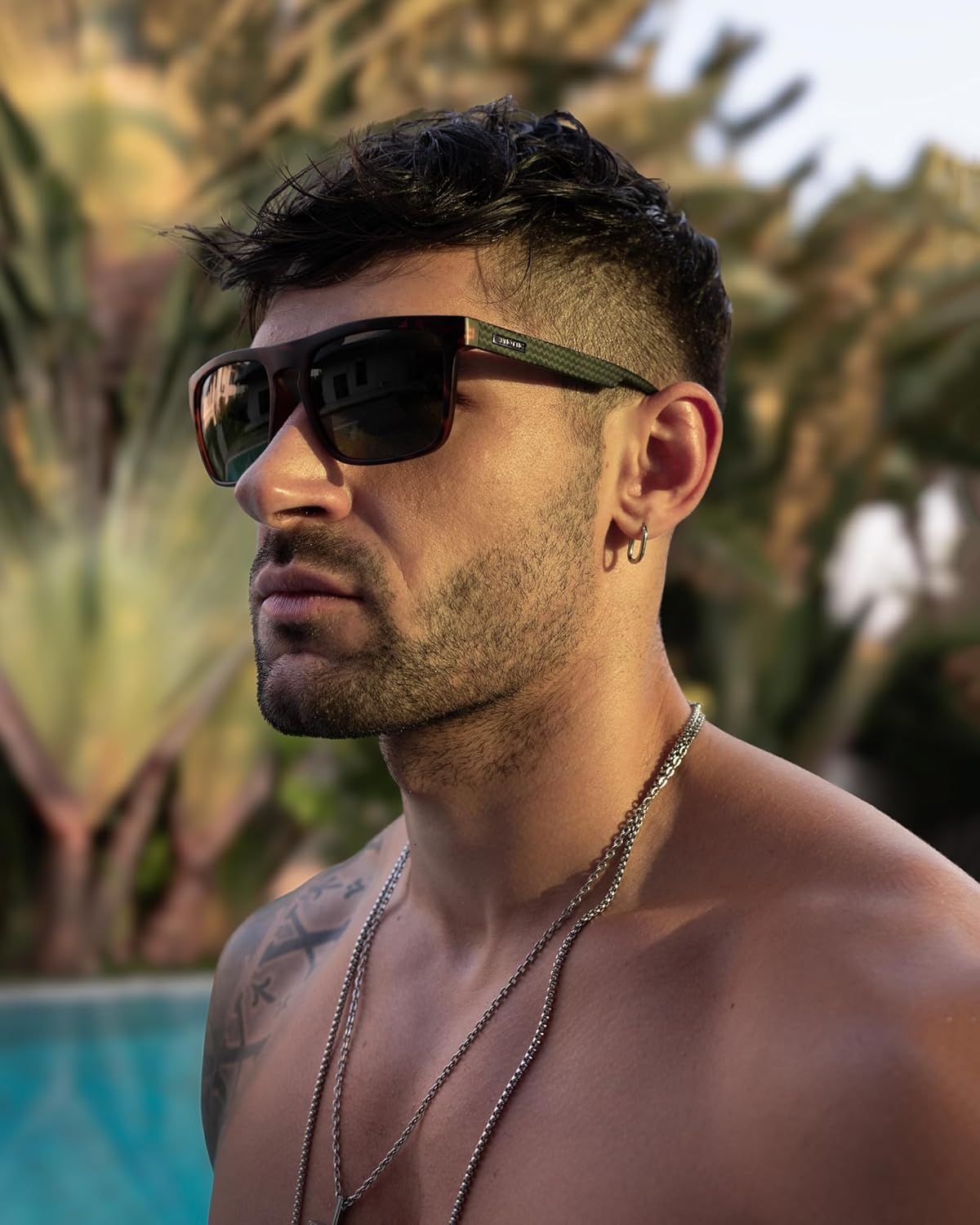 ZENOTTIC Polarized Sunglasses Men Square: Unbreakable TR90 Frame Carbon Fiber Temple UV400 Protection Sun Glasses for Driving