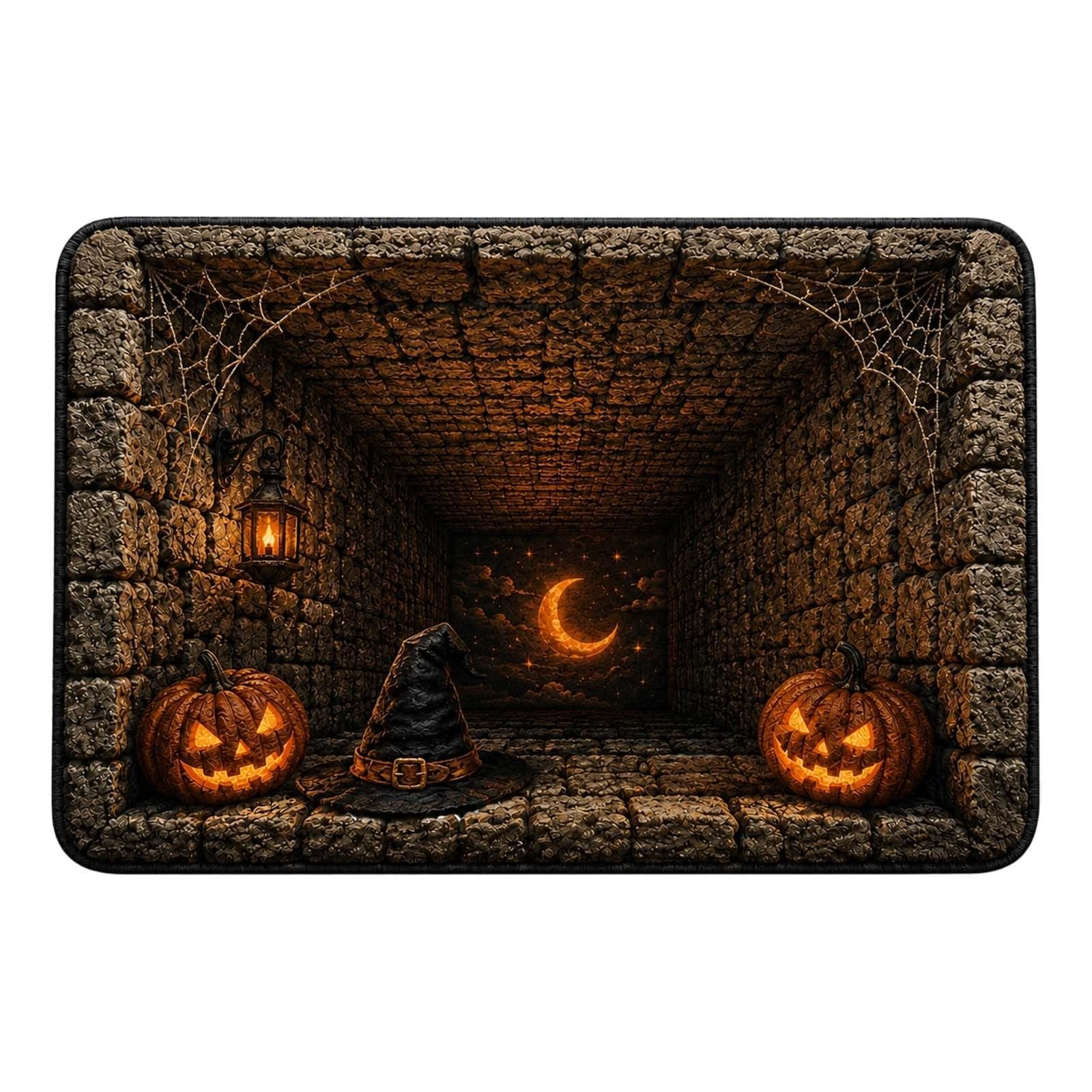 Halloween Decorations Halloween Door Mat 3D Optical Illusion Rug Spooky Front Door Decor Rectangle Round Pattern Carpet Non Slip Indoor Area Rug for Living Room Bedroom Outdoor Party Decor