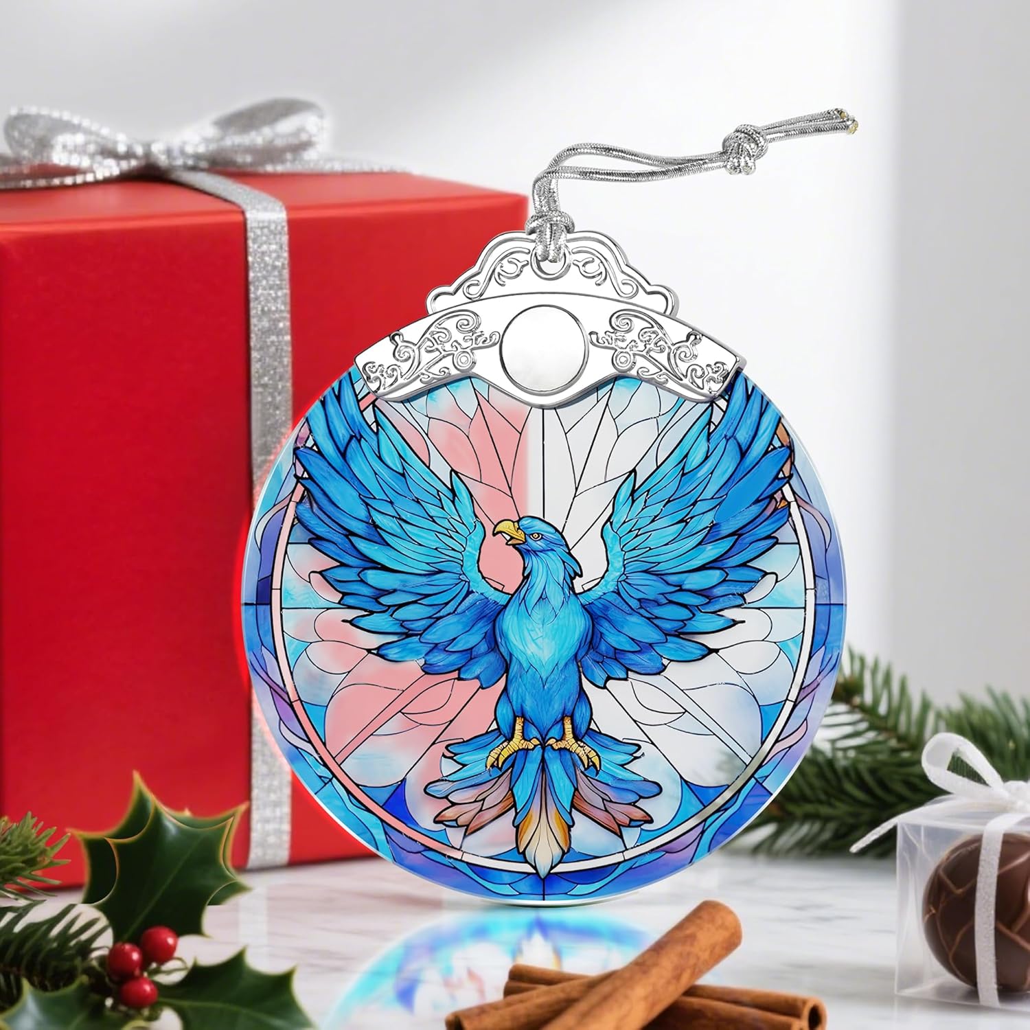 Stained Glass Ornament, Christmas Ornament, Hanging Ornaments for Home Decor & Christmas Tree Ornaments – Exquisite Holiday Decor, Xmas Gifts & Holiday Present - Phoenix - Image 6