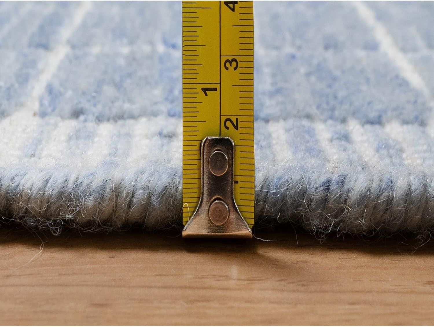 Modern Plain Decor Box Design Area Rug, Faded Denim Blue, Pure Wool, Hand Loomed Knotted, Soft to Touch, Oriental Rug, 8'1"x10'