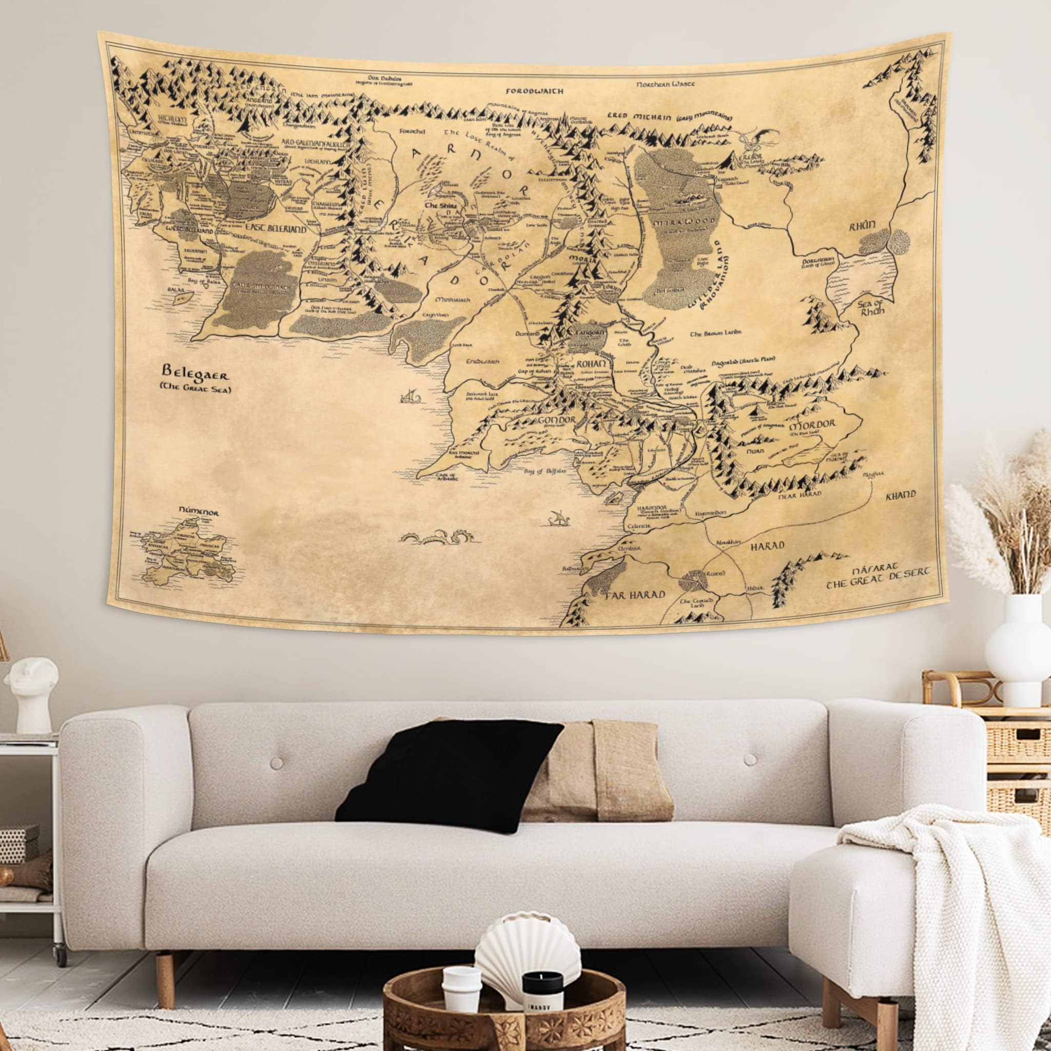 ORTCI PEETOKO Middle Retro Earth Map Tapestry 3D Printed Wall Hanging Decorative Wall Tapestries Wall Art Decoration Tapestries Home Decor For Dormitory Living Room 60x80 Inch