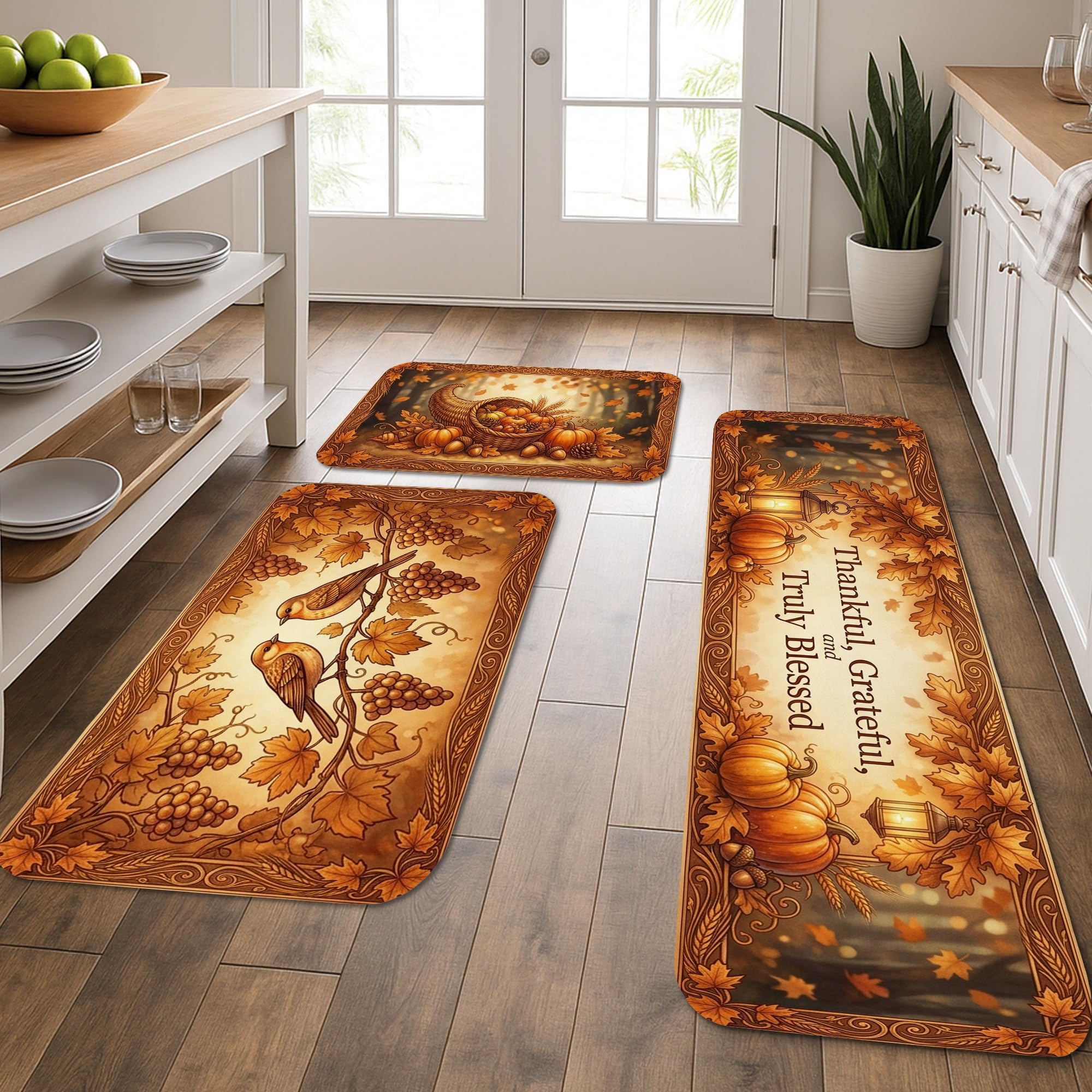 Tapis de cuisine automne lot de 3 pour sublimer votre entrée et évier
