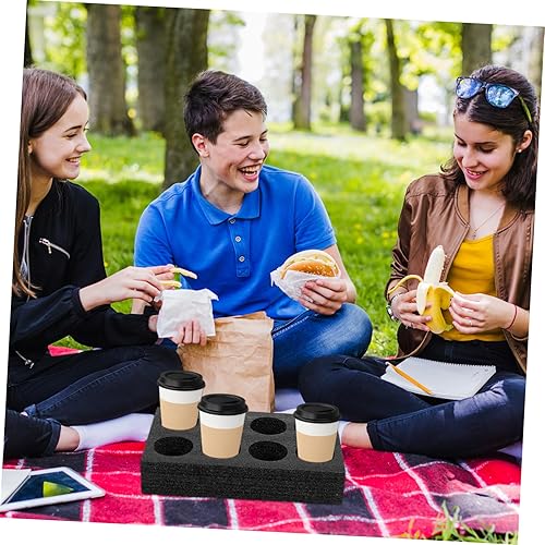 Miniatura 4 de Angoily Soporte de espuma para bebidas para 8 tazas, soporte reforzado para bebidas frías y calientes, café, té con leche, bebidas, bandeja negra