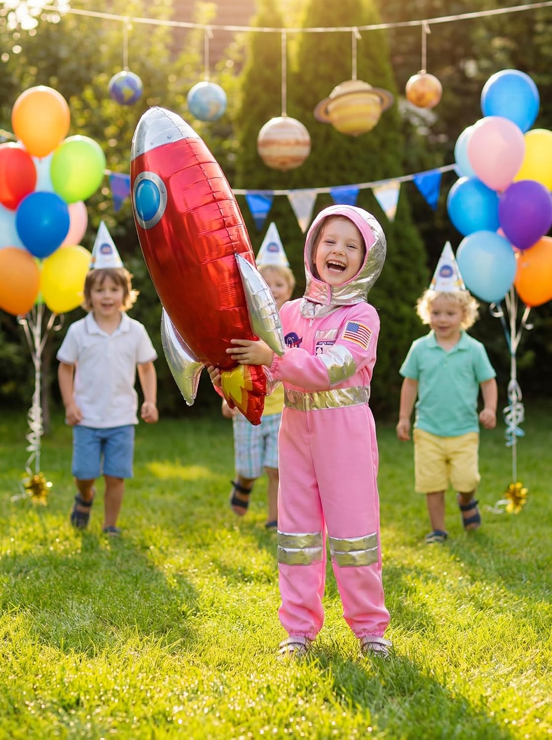 Astronaut Costume for Kids Space Suit for Girls with Helmet for Halloween Cosplay Career Day