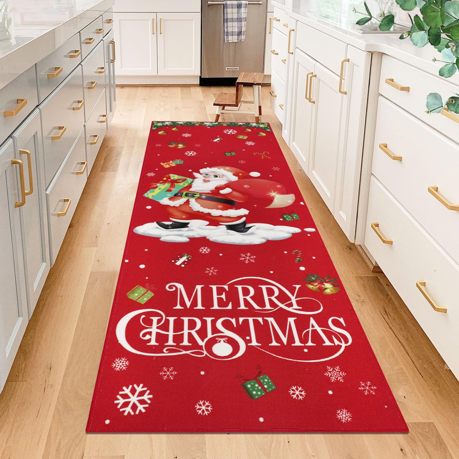 Capslpad Christmas Runner Rug 24''x71'' Santa Claus Christmas Hallway