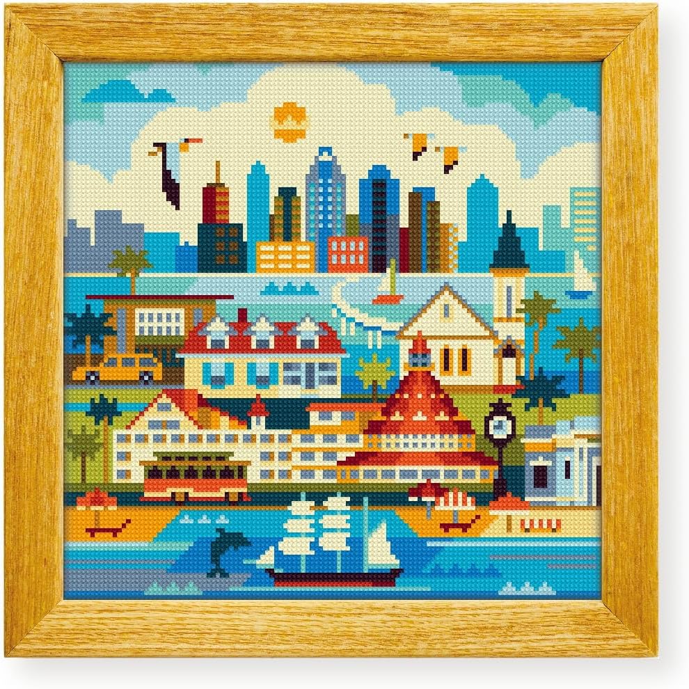 Awesome Pattern Studio San Diego Coronado Island USA DS386, Diamond Painting Kit, Diamond Art Kits for Adults, Full Drill 5D Diamond Dots Kits. All Items Included.