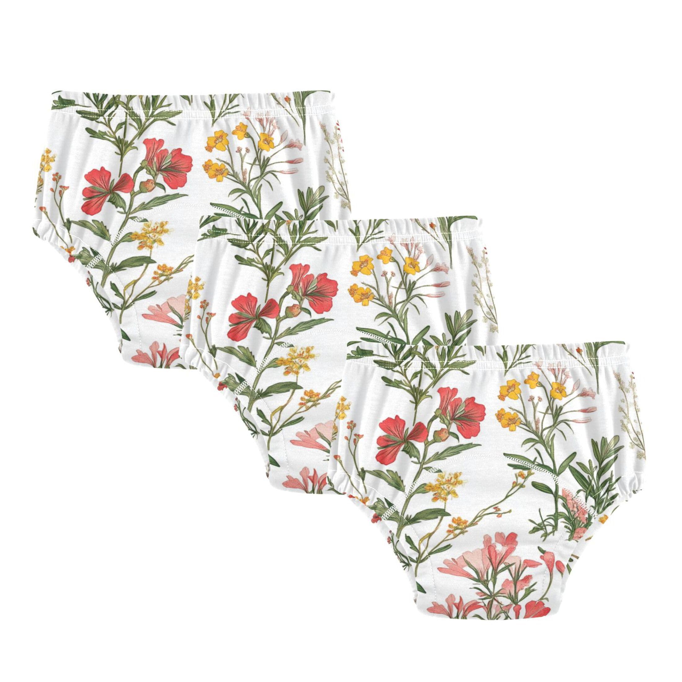 Foiosoh Baby Infant 3 Packs Sleep Training Pants Soft Cotton Bed Wetting Underpants for Boys Girls Beauty Spring Flowers