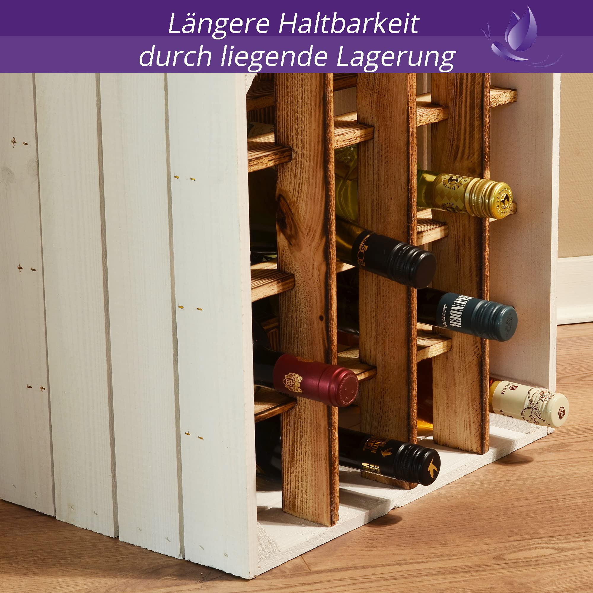 Weinregal Wino Set aus Holz - Greta Geflammt Komboset