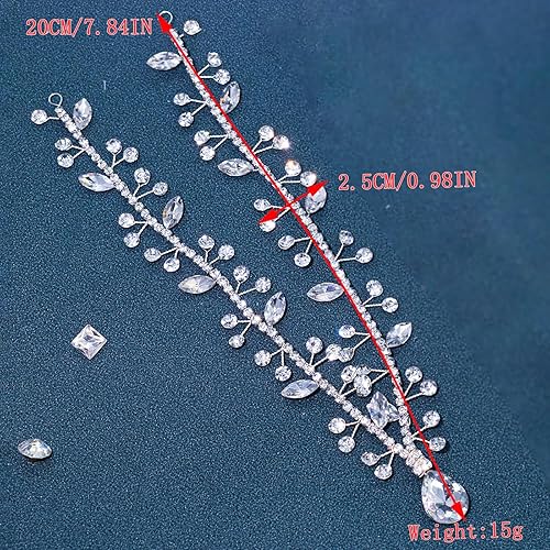 Miniatura 3 de NAISKA Diadema de cristal dorado con forma de lágrima de boda, diadema de novia, cadena de pelo para la frente, accesorios para el cabello, joyería