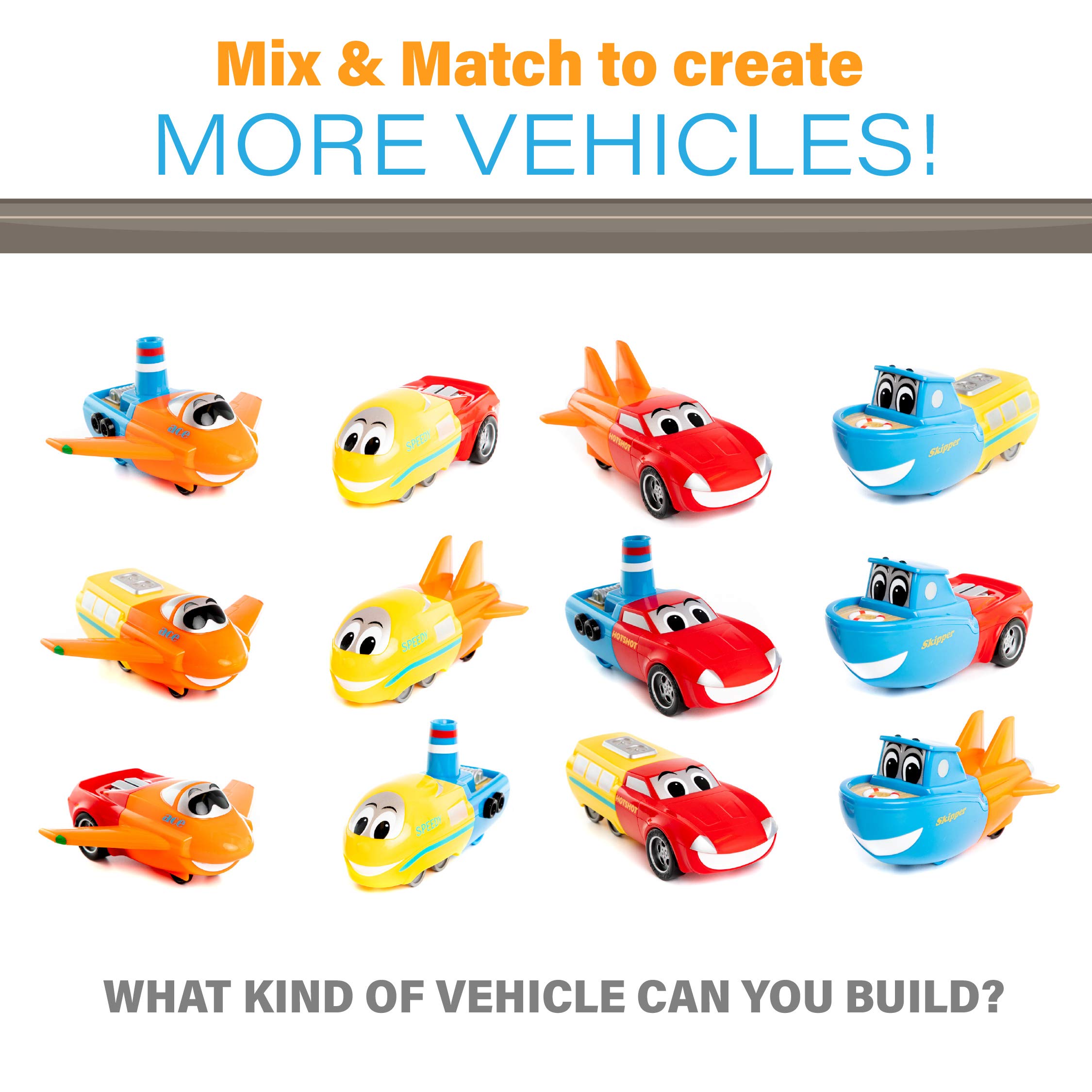 Mix or Match Vehicles Junior, juego de juguete magnético, 8 piezas 3