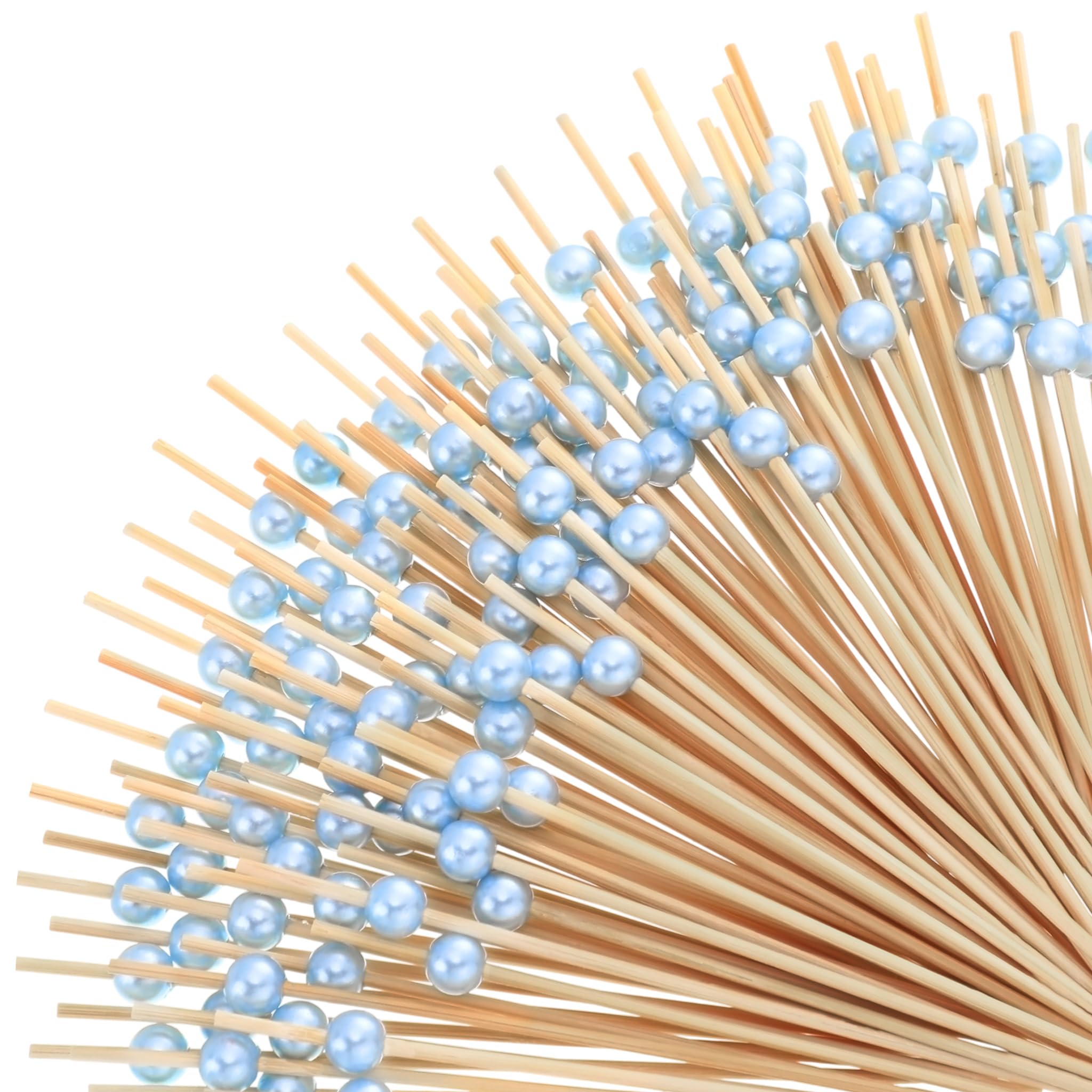 Reallnaive 600 Pcs Pearl Cocktail Picks 4.7Inch, 0.3" Bead, Light Baby Blue
