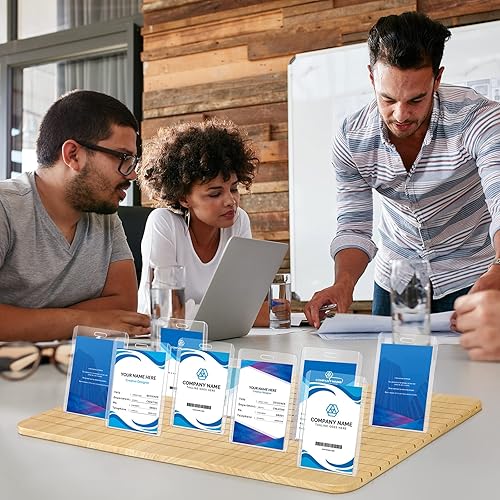 Miniatura 5 de Glenmal 2 soportes de madera para tarjetas de identificación, bandeja de identificación, organizador de tarjetas de identificación, soporte para