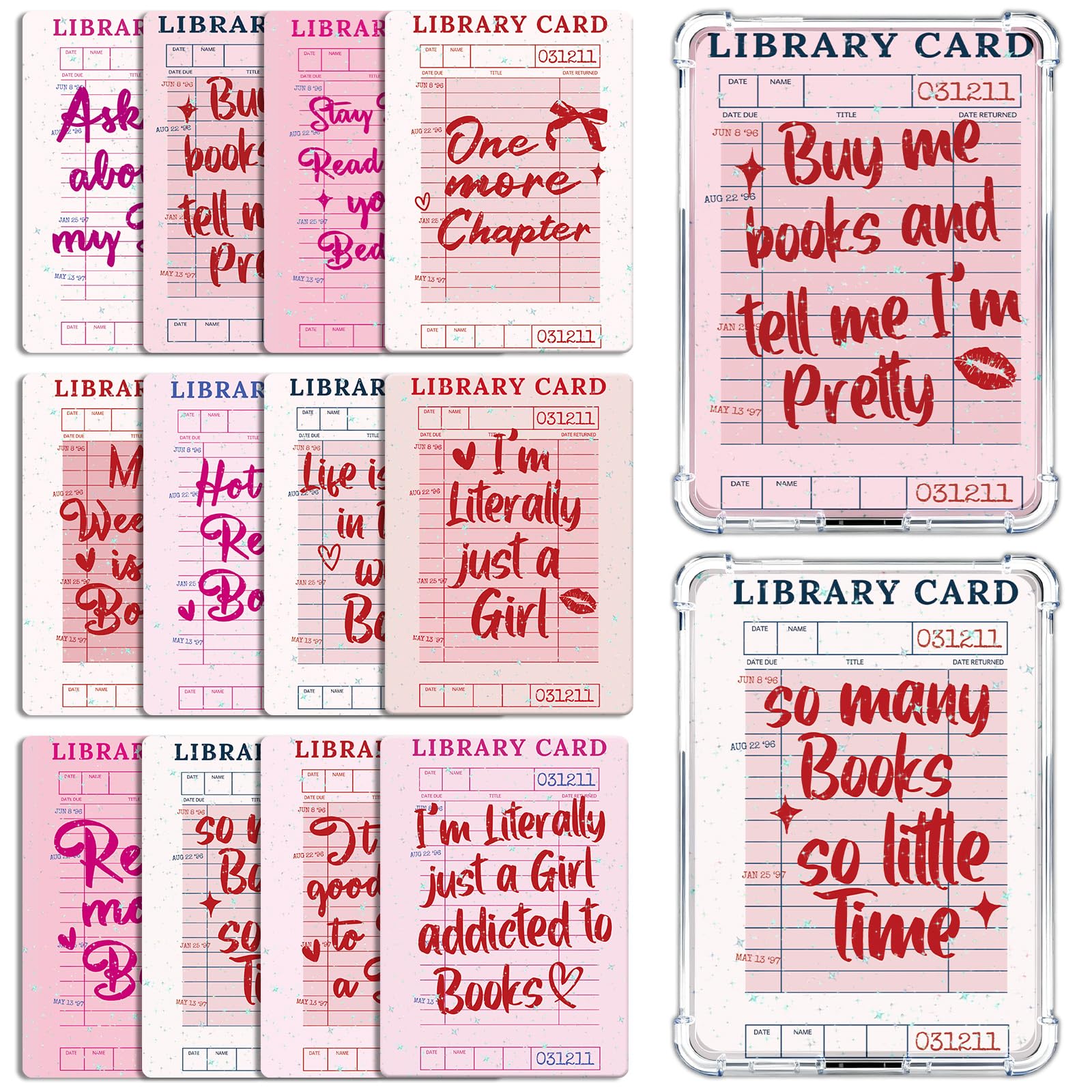 Rngmsi Karton do przezroczystego etui – 12 szt. wkładów kartonowych do kart bibliotecznych kompatybilne z Kindle Paperwhite 11-12., 6,9 cala x 4,20 cm, różowe papiery książkowe do czytnika e-booków
