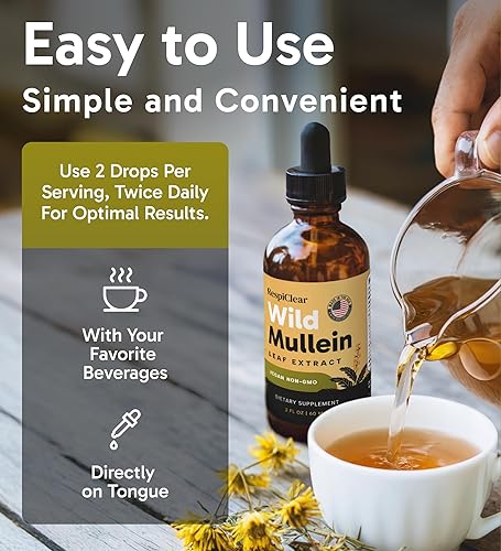 Miniatura 4 de Gotas de gordolobo totalmente naturales con jengibre y limón para limpieza y desintoxicación pulmonar, extracto de hoja de gordolobo para la salud