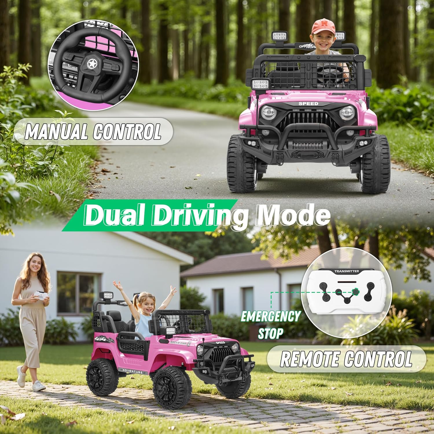 Car for Kids, XL 24V 2 Seater Ride On Electric Car w/Remote Control, 24volt Battery Powered Electric Vehicle w/ 20" Large Seat, 130lbs Weight Capacity, Bluetooth
