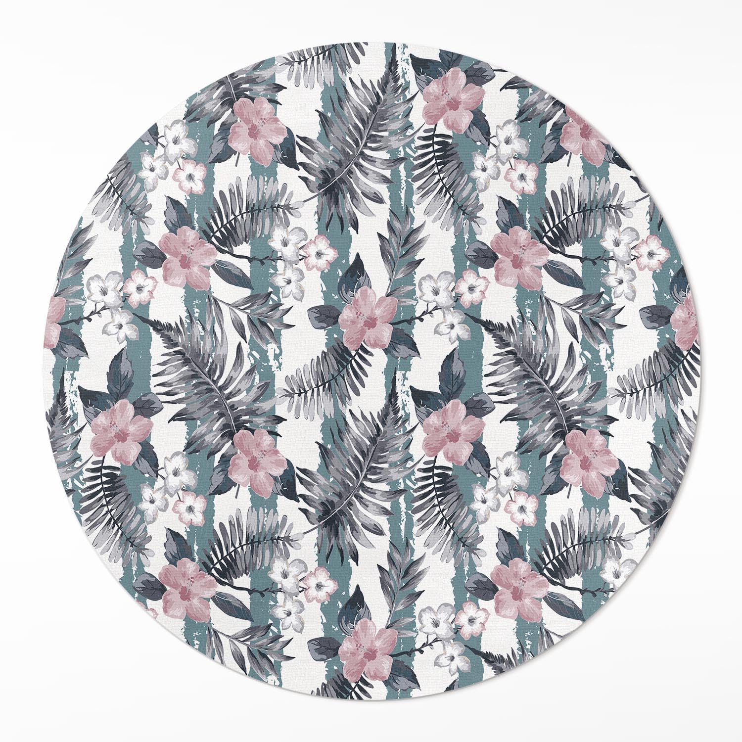 Tapis vinyle ø150 cm fleurs hawaïennes pour sublimer le salon ou la chambre