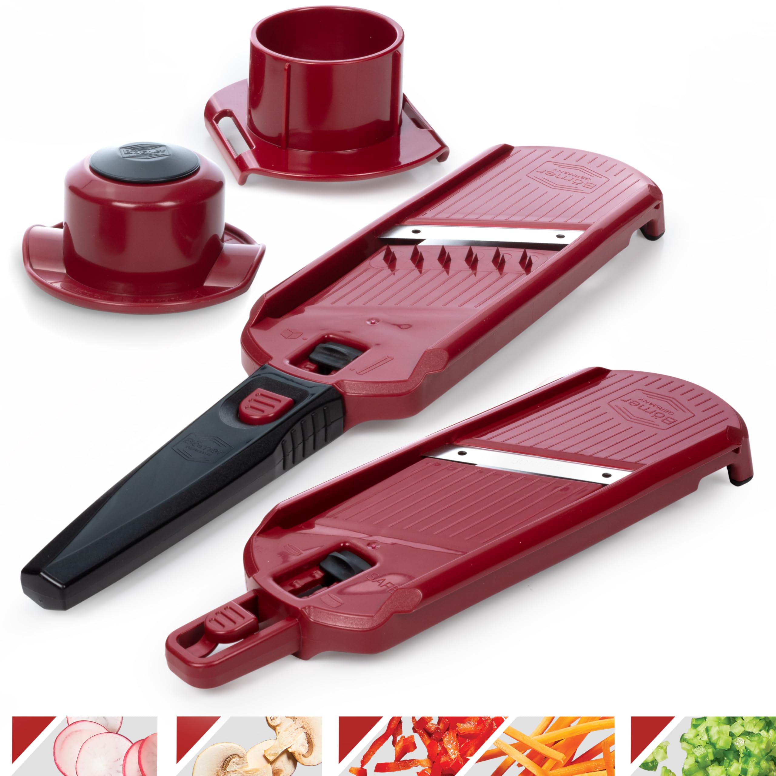Börner Multi Dicer + Multi Slicer (4-in-1 Set) • Gemüsehobel mit 5 Schnittarten für Küchenprofi • Koch- und Küchenhobel 