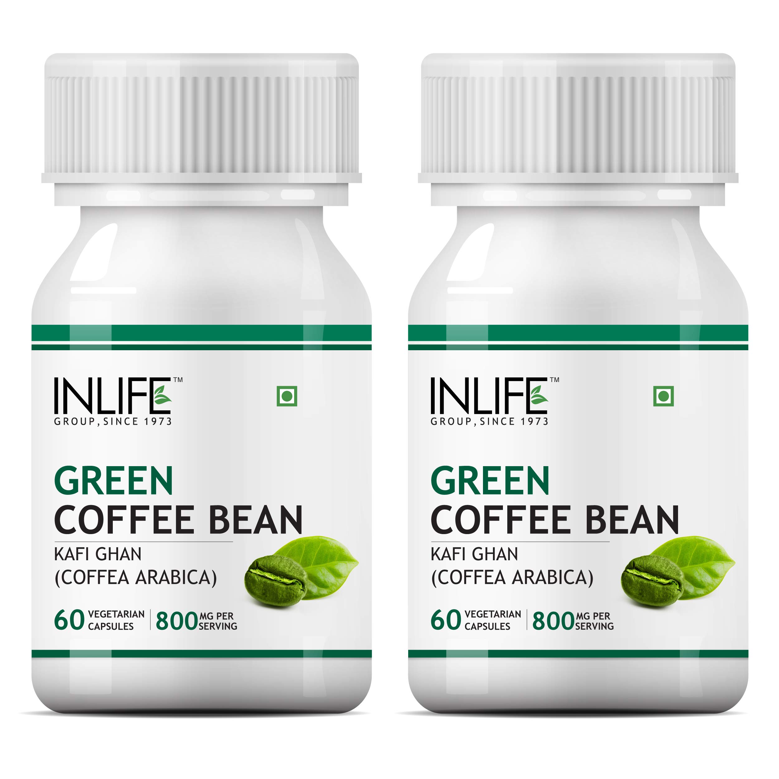 Inlife Green Coffee Beans Extract 800Mg 50% Gca (60 Veg. Capsules) (2-Pack)