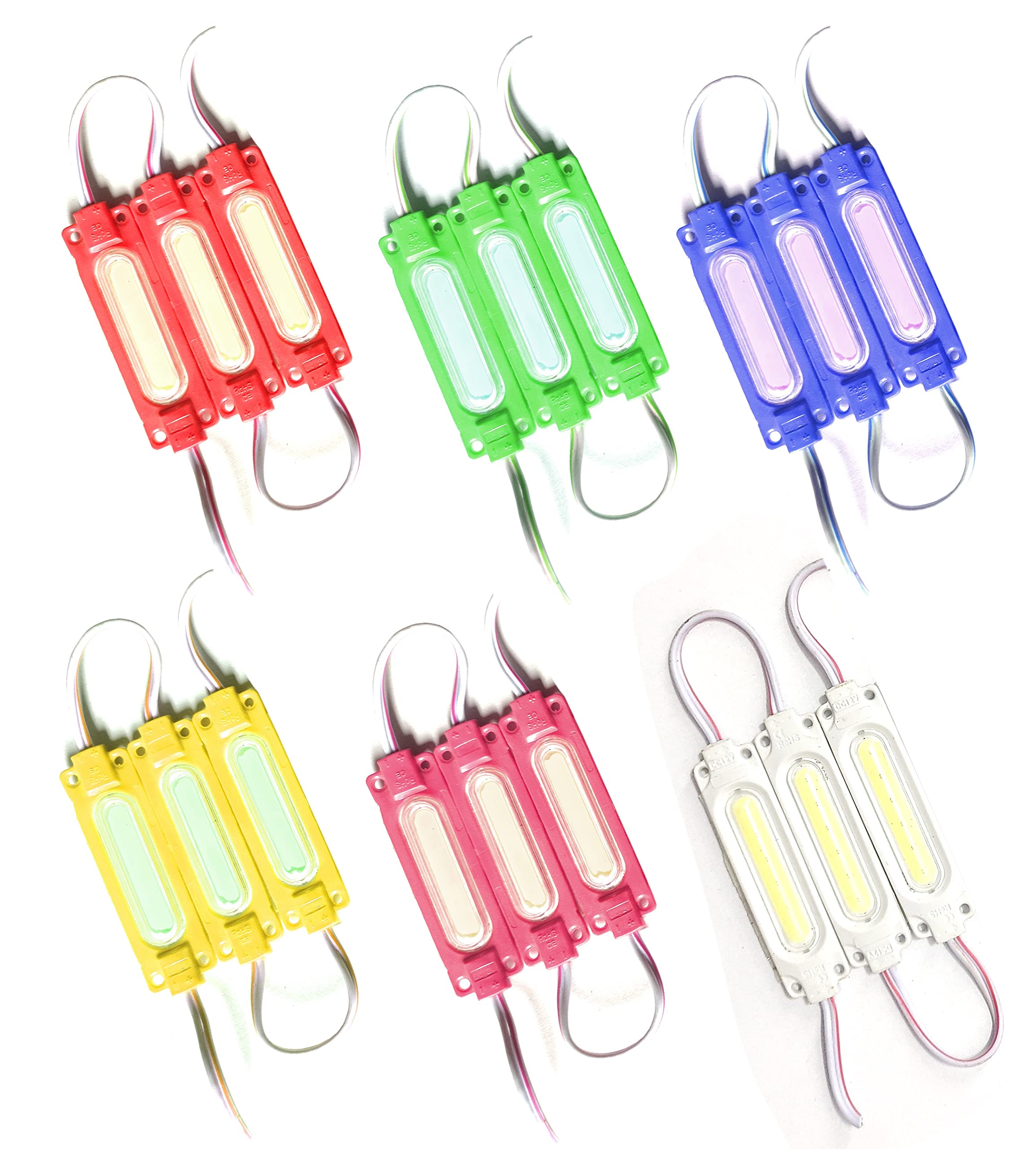 Wizzo (Pack of 18 Pieces DC 12V 2W Capsule Shape LED Module Diffused Light Lamp Multipurpose Use For Home, Temple Decoration DIY Projects, Hobby Kit (3 Pieces Each Red Green Blue Yellow White Pink)-image-25