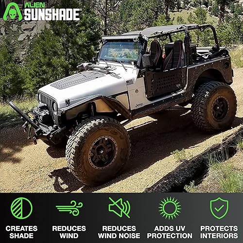 Miniatura 2 de Malla sombra para Jeep Wrangler Alien Sunshade cubierta superior que proporciona una protección UV para tu TJ (1997 – 2006), 56, Negro
