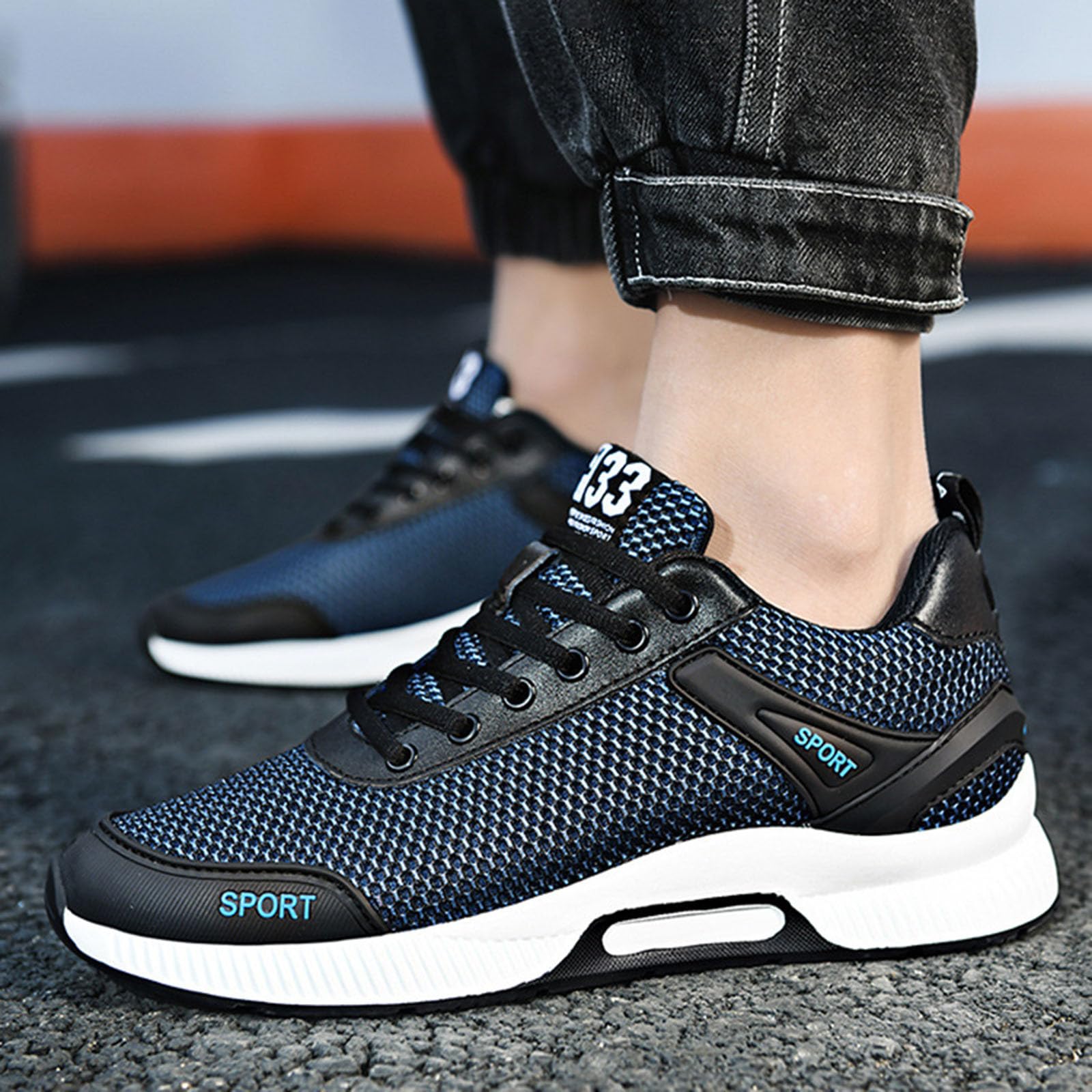 Generisch Zapatillas de correr para hombre con ajuste de altura integrado, material exterior de malla transpirable, diseño de cordones ligeros para un aumento de flotabilidad invisible, zapatos