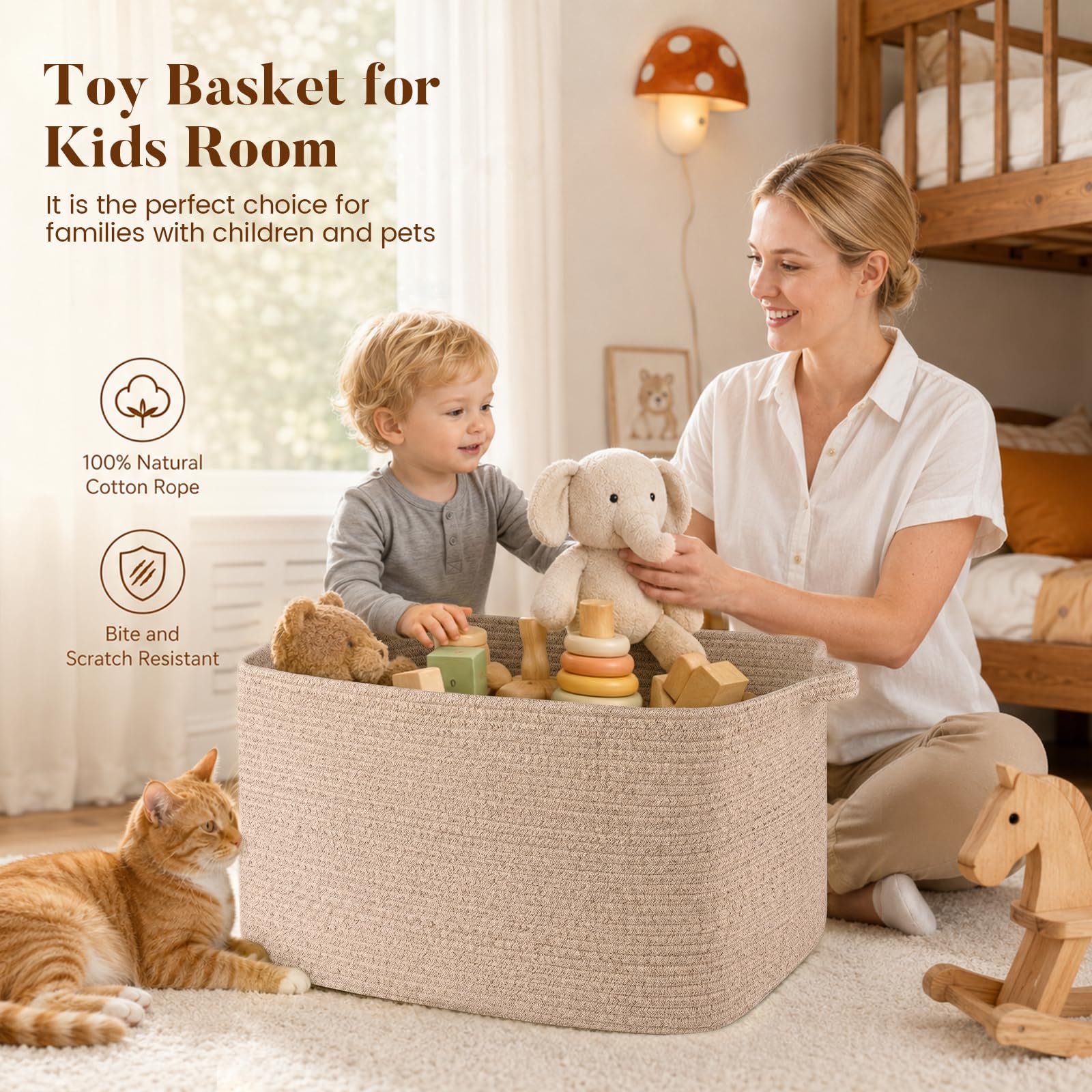 Large Woven Blanket Basket - Keep Blankets Organized -4 Large Woven Blanket Basket - Keep Blankets Organized -4