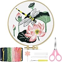 Vista 13 de TINDTOP Kit de Bordado de Navidad para Adultos Principiantes, 3 Juegos Kit de Práctica de Puntadas de Bordado Incluye Tela de Bordado Aros Hilos