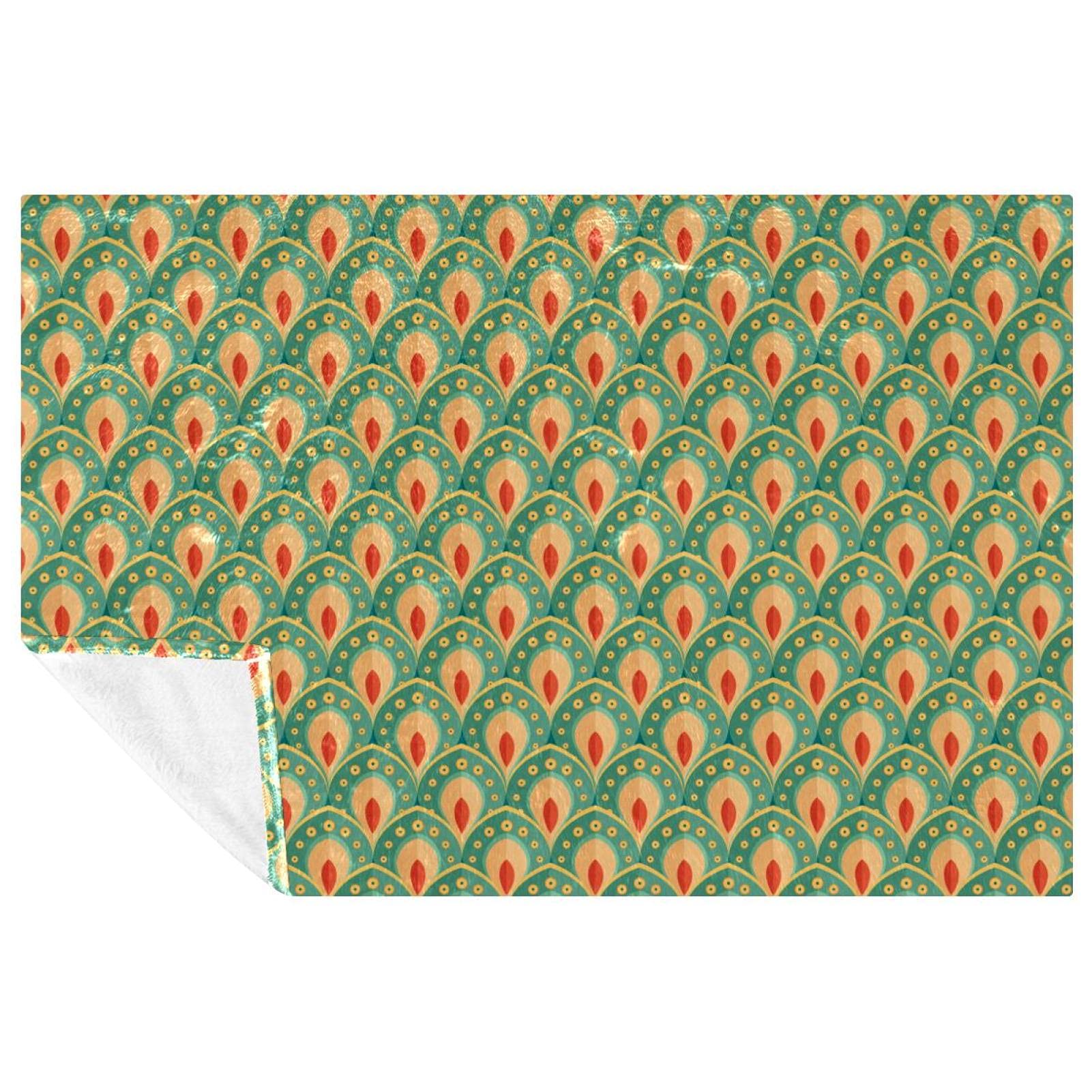 Couverture paon vert plaid compact pour rester au chaud en camping et pique-nique