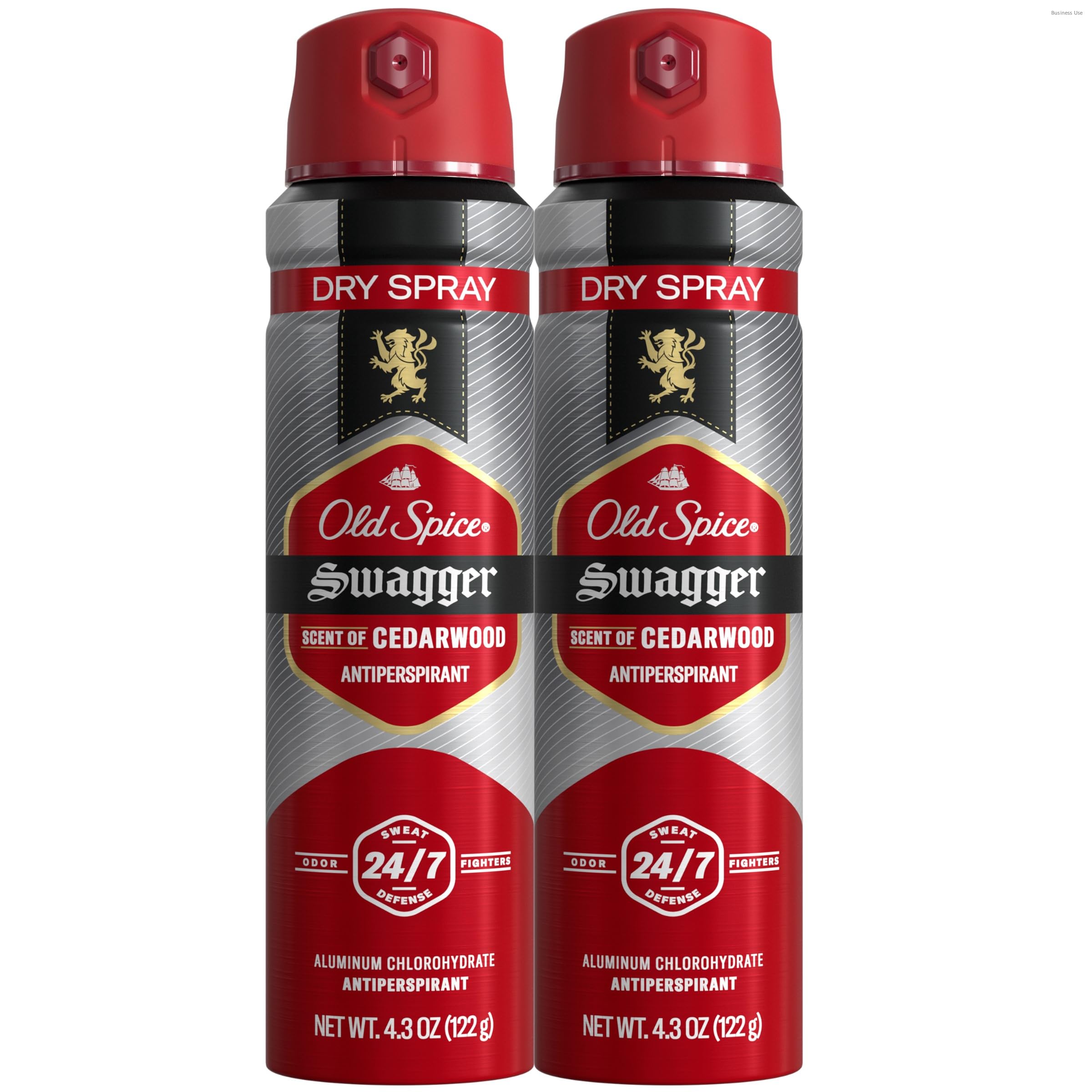 Dry Spray Antiperspirant Deodorant for Men, 24/7 Sweat & Odor Protection, 24/7 Sweat Defense & Lasting Freshness, Swagger with Cedarwood Scent, 4.3 oz (Pack of 2)