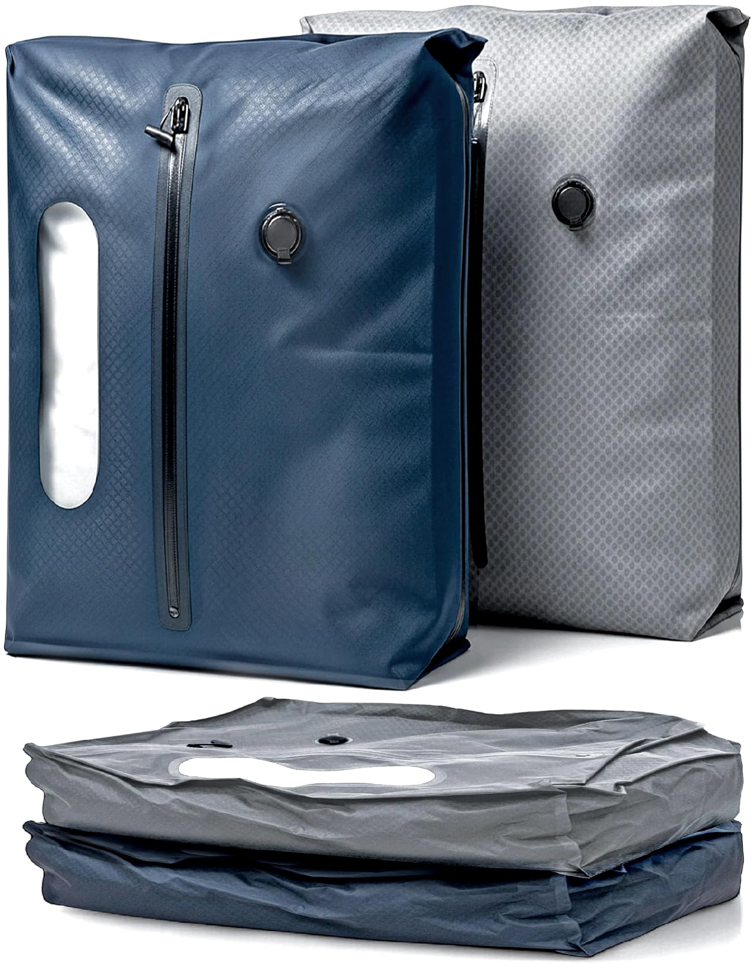 Vakuumbeutel für Kleidung Reisen – TSA-konform Airless PacPro 48L, Handgepäck-Kompressionsverpackungswürfel für Gepäck und Rucksäcke, pumpenfreies Luftventil (groß, 2 Stück)
