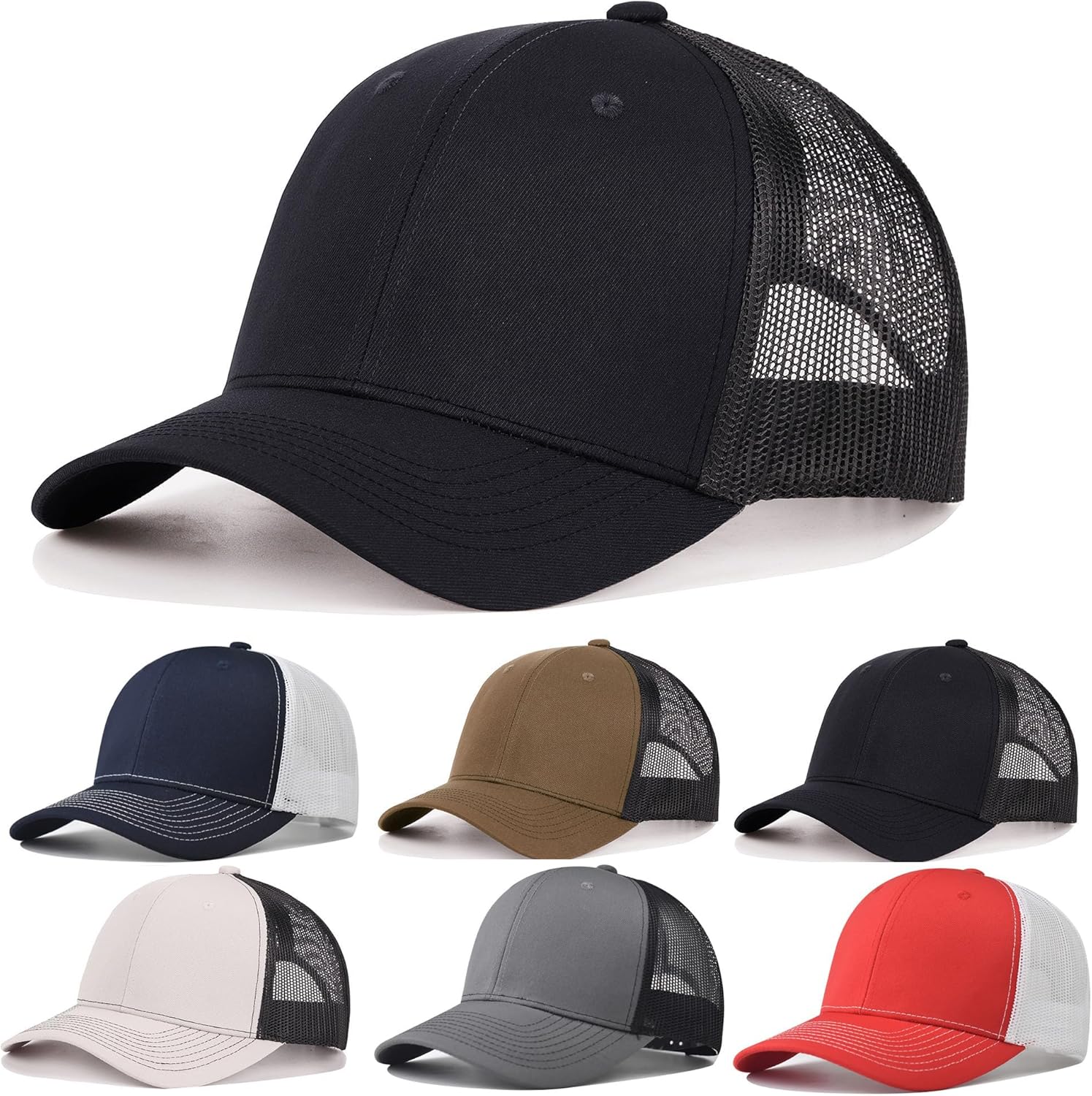 6Pack Unisex Vintage Washed Cotton Baseball Cap Soft Unconstructed Plain Blank Adjustable Size Dad Hat