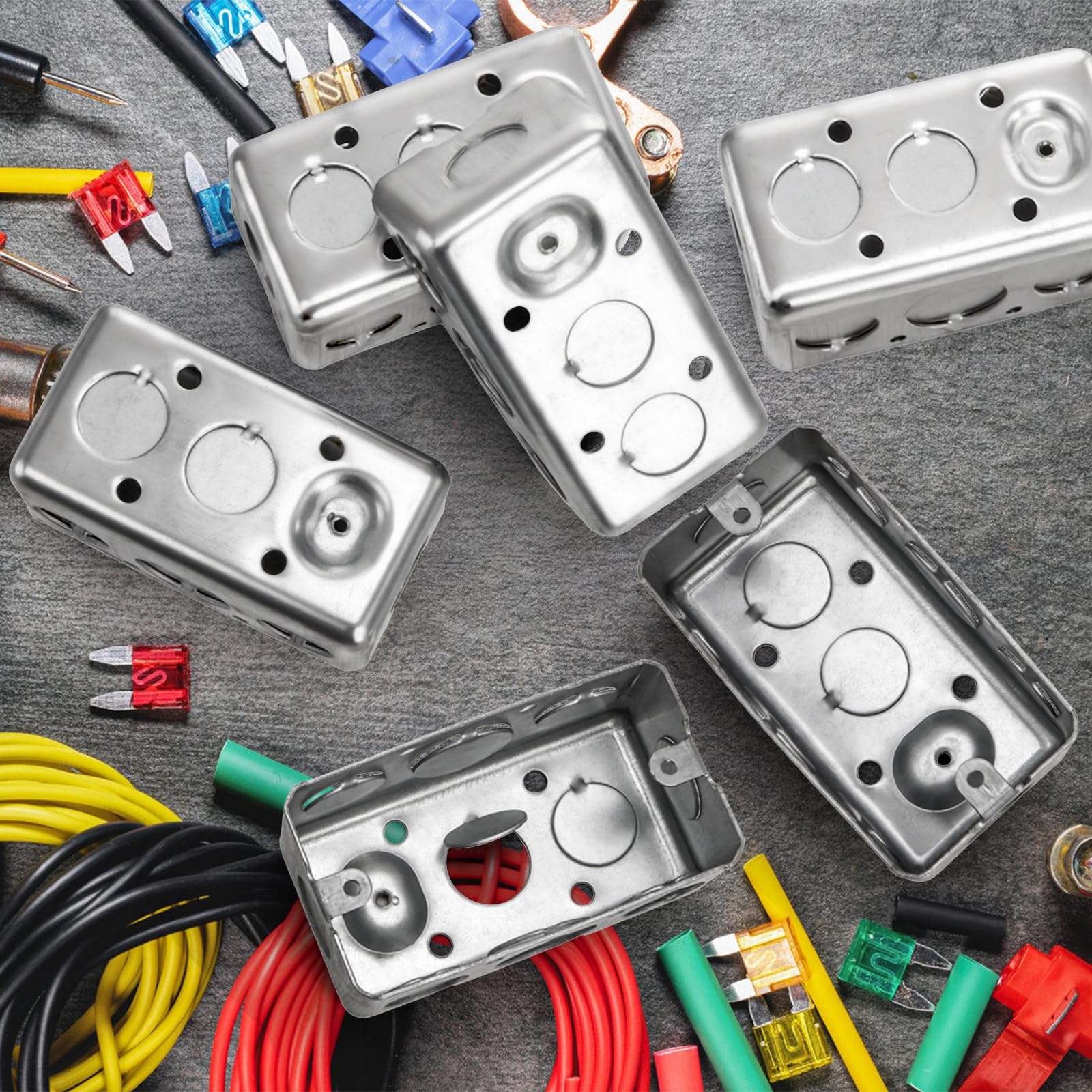Fasmov 20 Pack Metal Electrical Box, 4" x 2" Utility Electrical Box, 1-7/8" Depth Handy Box, Raised Ground,13 Cu. in. Capacity Square Electrical Junction Box, Galvanized Steel — Amazon image 6