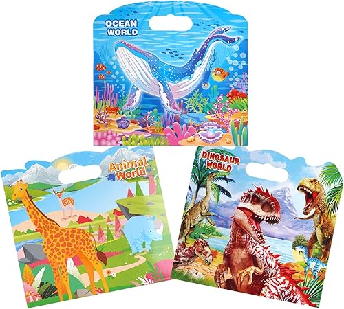 SHANGRLA Adhesivo hinchado reutilizable para niños pequeños  Edades 2-4, 3-5  Libro de actividades de calcomanías para niños y niñas de 1-3, 4-8