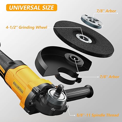 Miniatura 2 de Amoladora angular inalámbrica de 4-12 pulgadas compatible con batería DEWALT de 20 V, 3 velocidades variables, amoladora angular incluida, 6 discos,