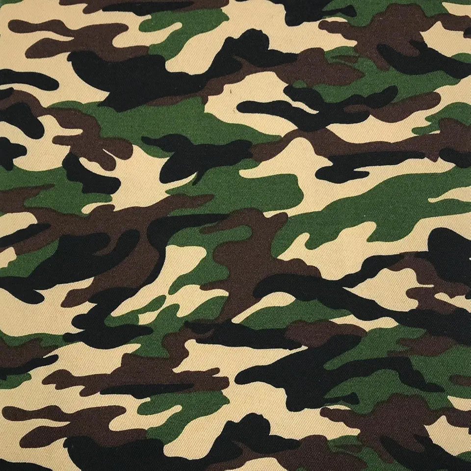 Tecido camuflado verde militar - 141.7 g/yd², 149.9 cm de largura, 1 jarda pré-cortado - ideal para costura, estofamento, projetos de mobiliário de acampamento doméstico (padrão A, 1 jarda pré-corte)