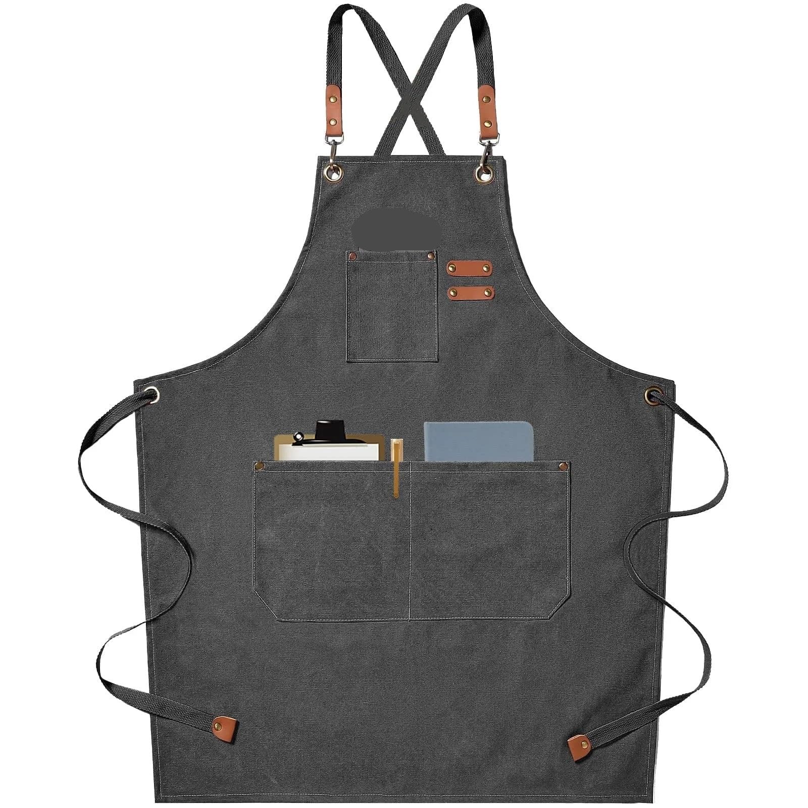 Delantal de Trabajo Delantales de cocina lona a la moda for mujer y hombre, delantal trabajo del Chef for parrilla, restaurante, Bar, tienda, cafeterías, uniforme estudios uñas belleza
