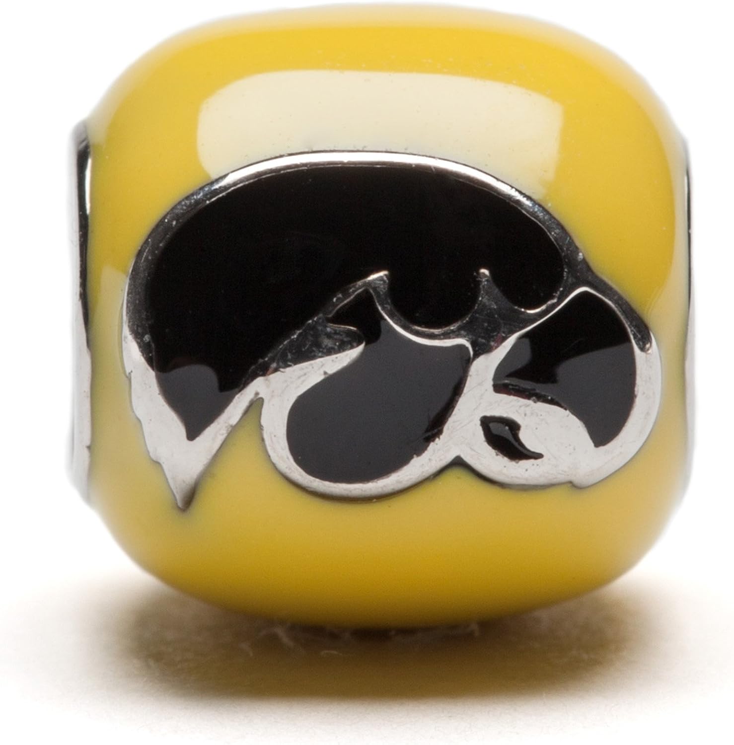Stone Armory University of Iowa Hawkeye Jewelry for Women - Double Sided Yellow Iowa Hawkeye Bead - Hypoallergenic Stainless Steel Charms - Iowa Hawkeye Gifts