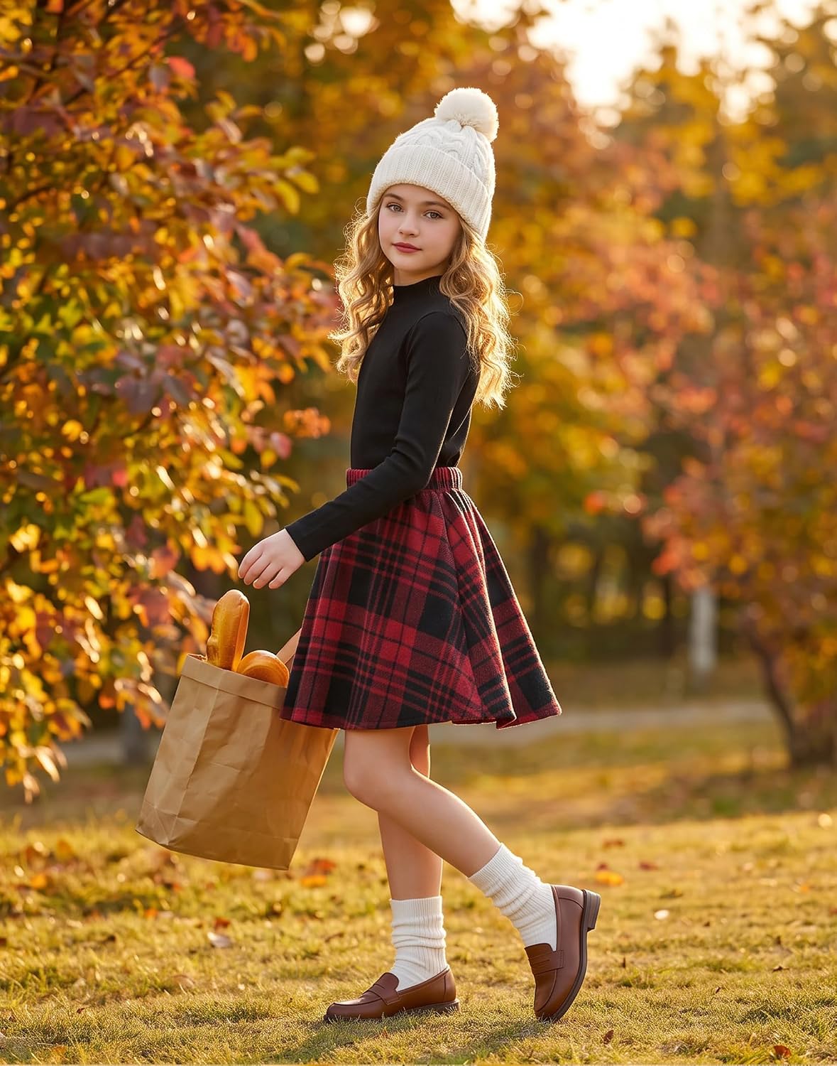 Arshiner Girls Fall Outfits Long Sleeve Knit Top Skirt Sets 2 Piece