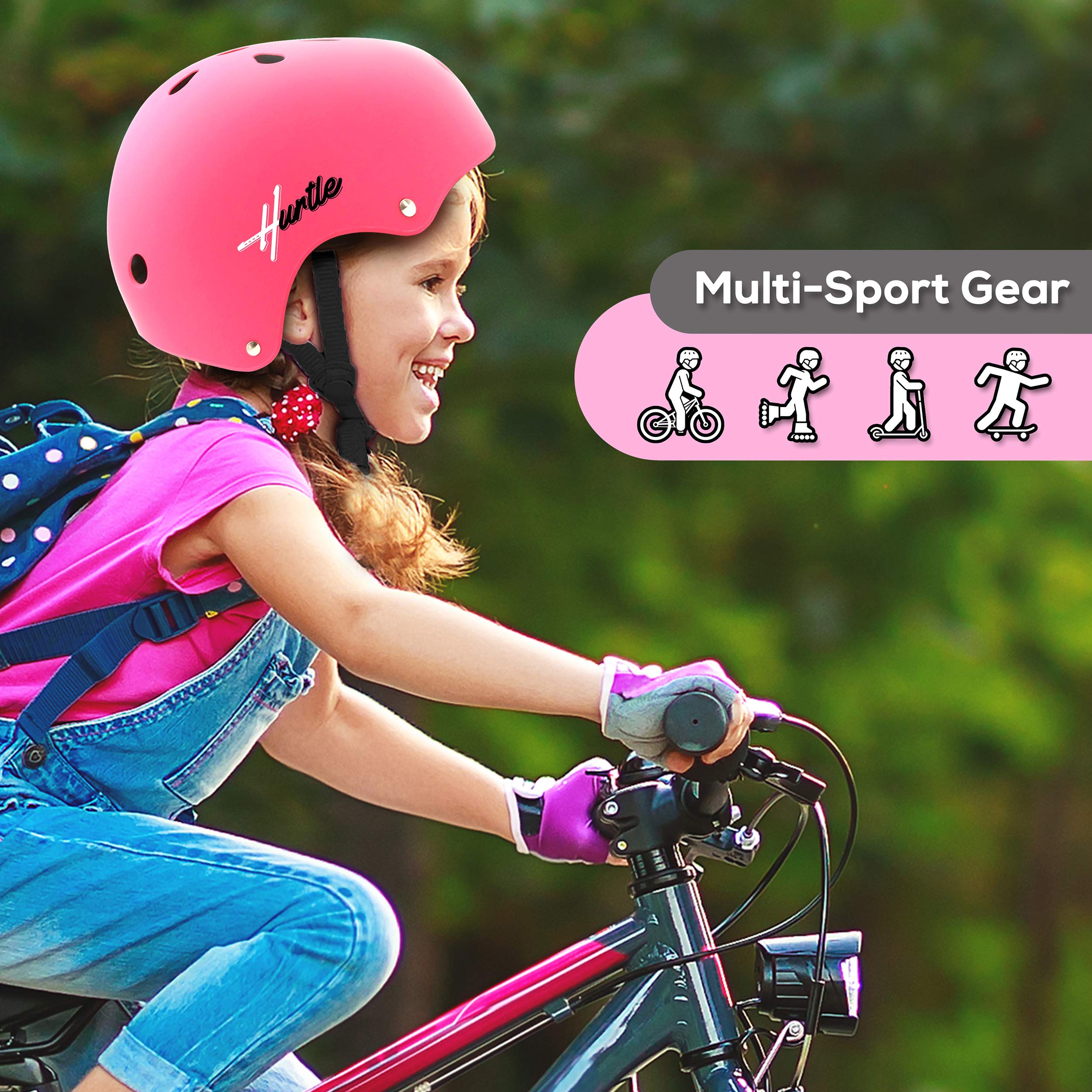 Hurtle Sports Safety Bicycle Kids Helmet-Toddler&Child Bike Helmet w/Adjust Knob,Chin Strap,Ventilation -Toddlers/Childrens Helmet for Cycling/Skateboarding/Kick Board/Scooter-Hurtle HURHLP48 (Pink)
