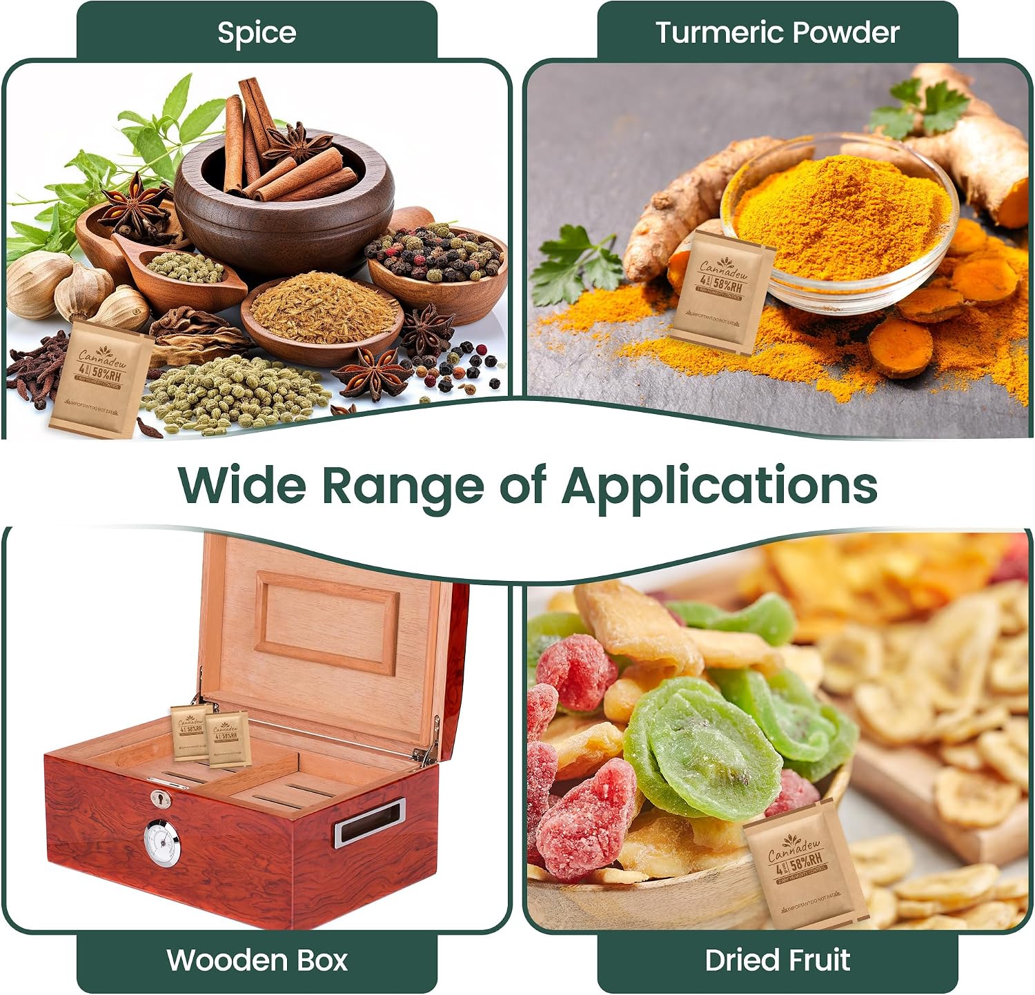 58% RH Two-Way Humidity Control Packs for Up to 14g (0.5 oz), 4 Gram, 10 Pack, Kraft Paper Wrapped Moisture Control Packets for Small Containers, Glass Jars, Storage Cases & Collectibles